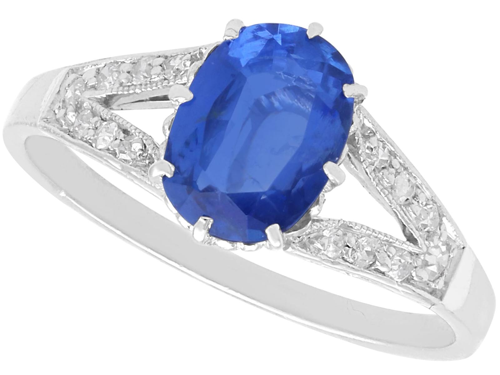 Antique 1.35ct Sapphire and 0.12ct Diamond Platinum Ring Circa 1915 (1 of 14)