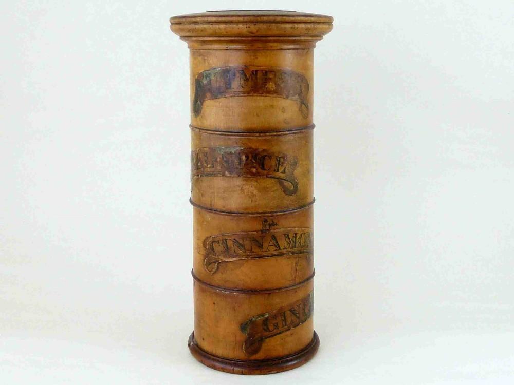 Victorian Sycamore Four Tier Spice Tower Treen (1 of 9)
