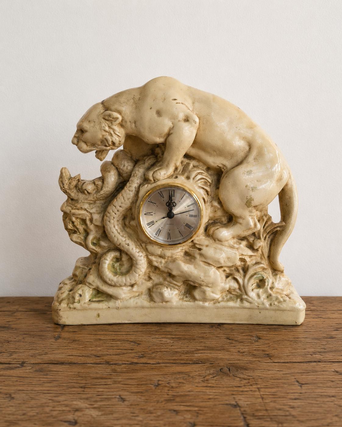 Large Leopard & Snake Mantel Clock Case Ceramic Sculpture Art Deco Style (1 of 11) Large Leopard & Snake Mantel Clock Case Ceramic Sculpture Art Deco Style (1 of 11)