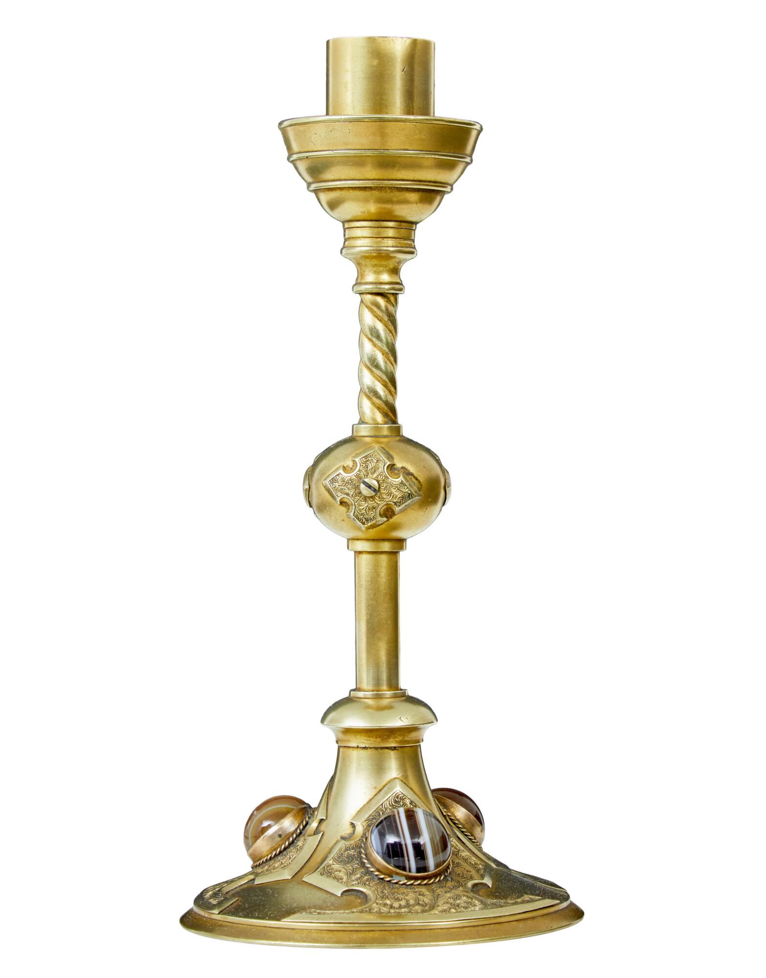 19th Century Aesthetic Movement Brass & Oynx Candlestick (1 of 6) 19th Century Aesthetic Movement Brass & Oynx Candlestick (1 of 6)