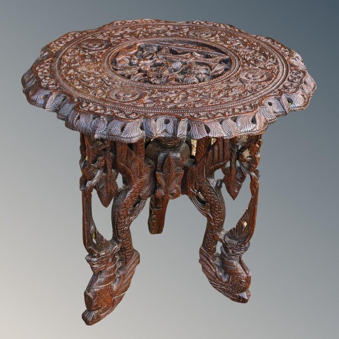 Antique Eastern Carved Hardwood Table Thai (1 of 8)