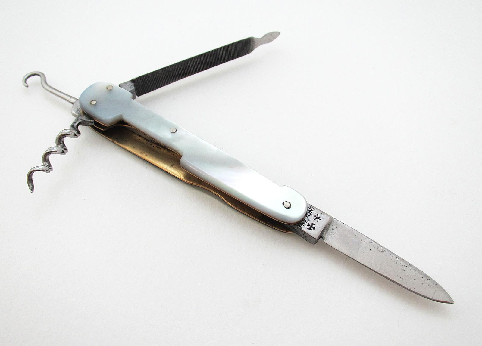 Top Quality Joseph Rodgers Sheffield Antique Miniature Mother of Pearl Carbon Steel Pocket Multi Tool Folding Knife Penknife (1 of 8)