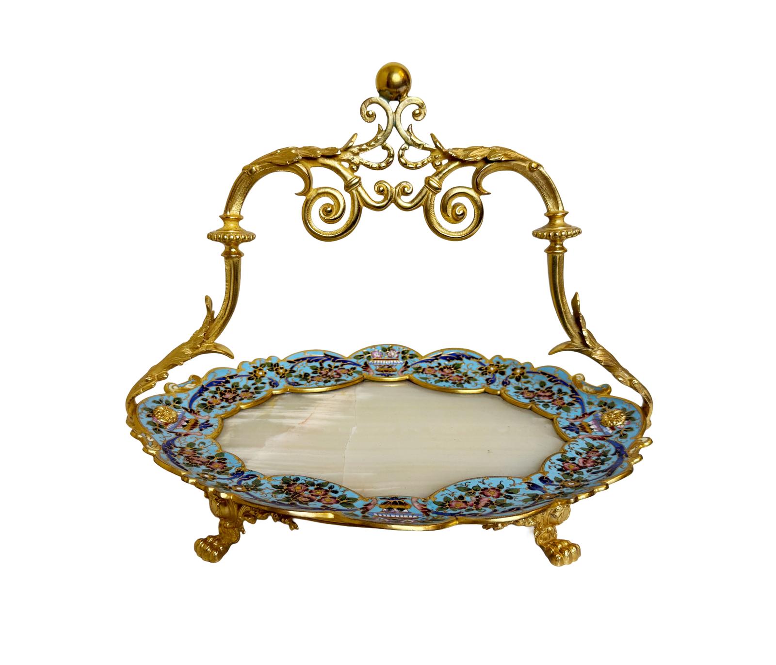 Antique Gilt Bronze & Champleve Enamel Centrepiece Tray (1 of 8) Antique Gilt Bronze & Champleve Enamel Centrepiece Tray (1 of 8)