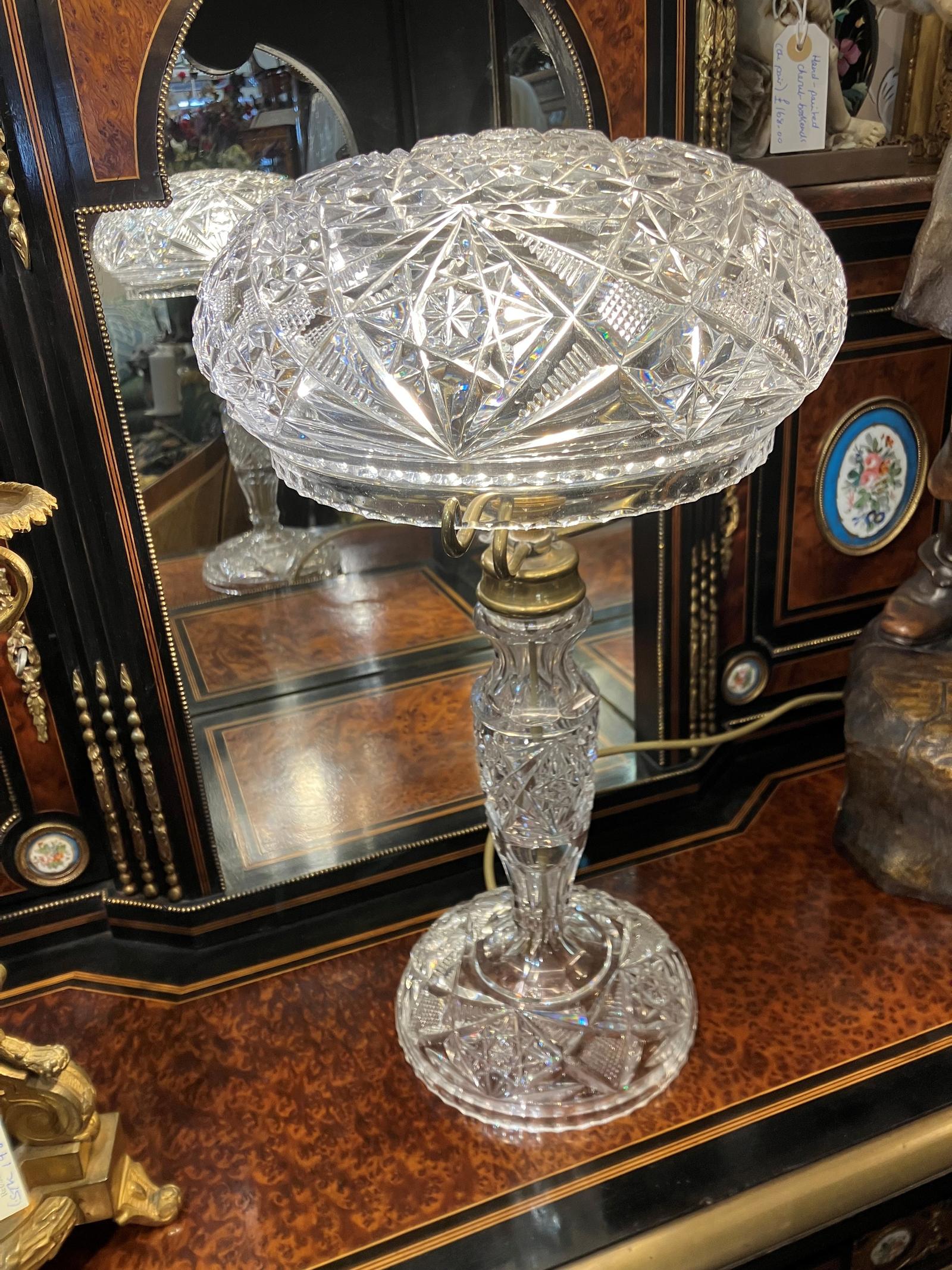 Antique Cut Glass Lamp & Shade (1 of 1)