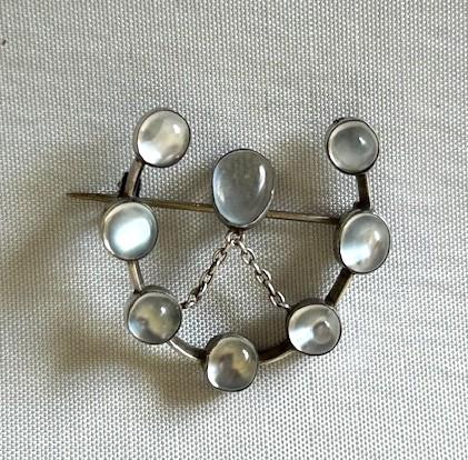 Large Mid-victorian Silver & Moonstone Horseshoe Brooch (1 of 5)