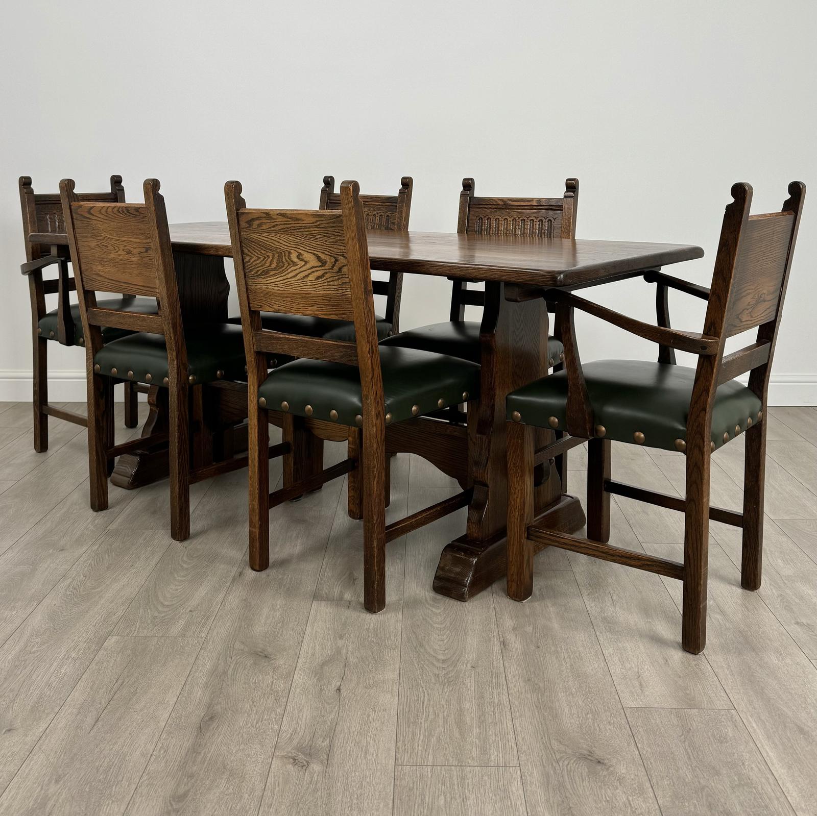 Antique 20th Century Oak Dining Table Set With 6 Dining Chairs (1 of 15) Antique 20th Century Oak Dining Table Set With 6 Dining Chairs (1 of 15)