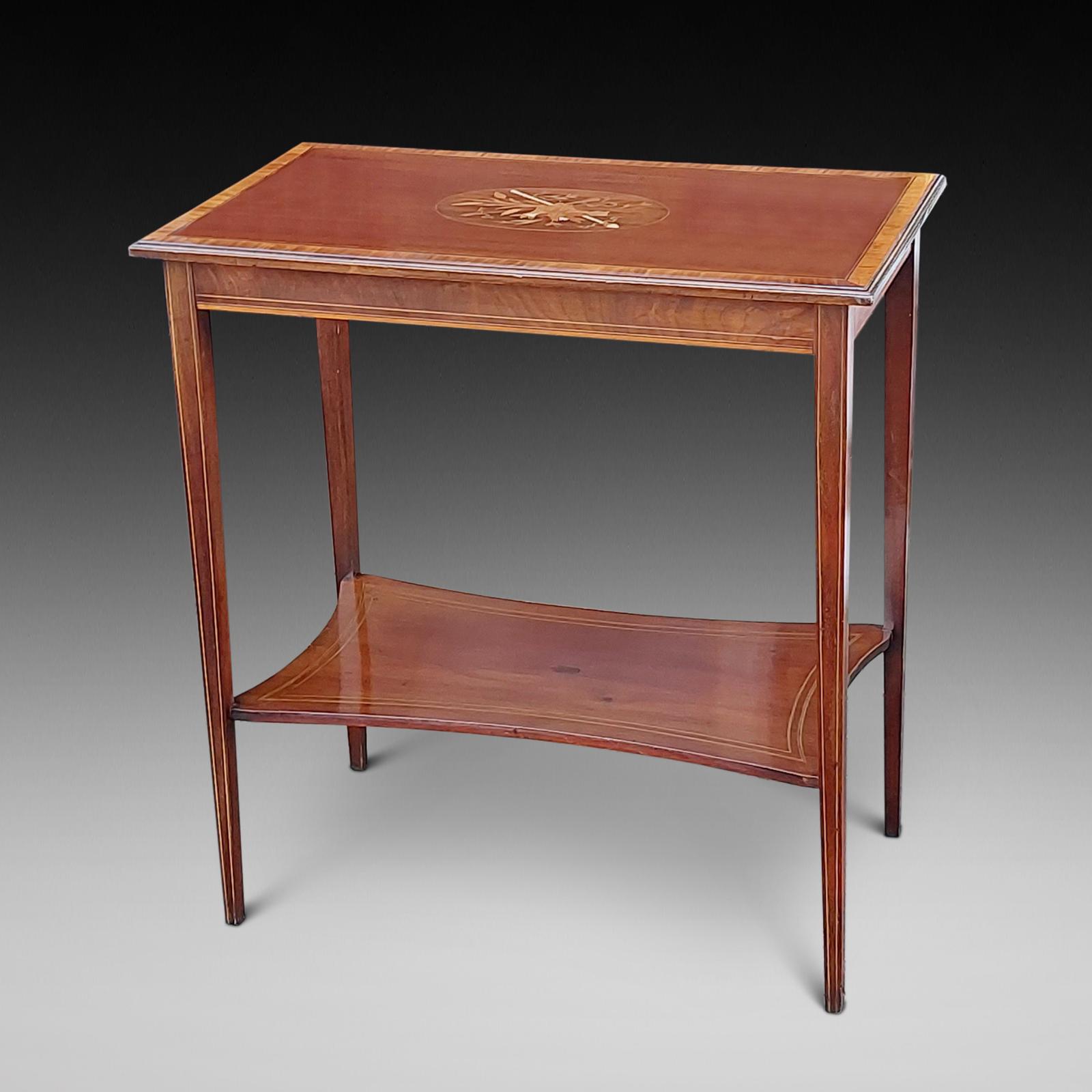 Edwardian Mahogany Marquetry Inlaid Side Table (1 of 9)