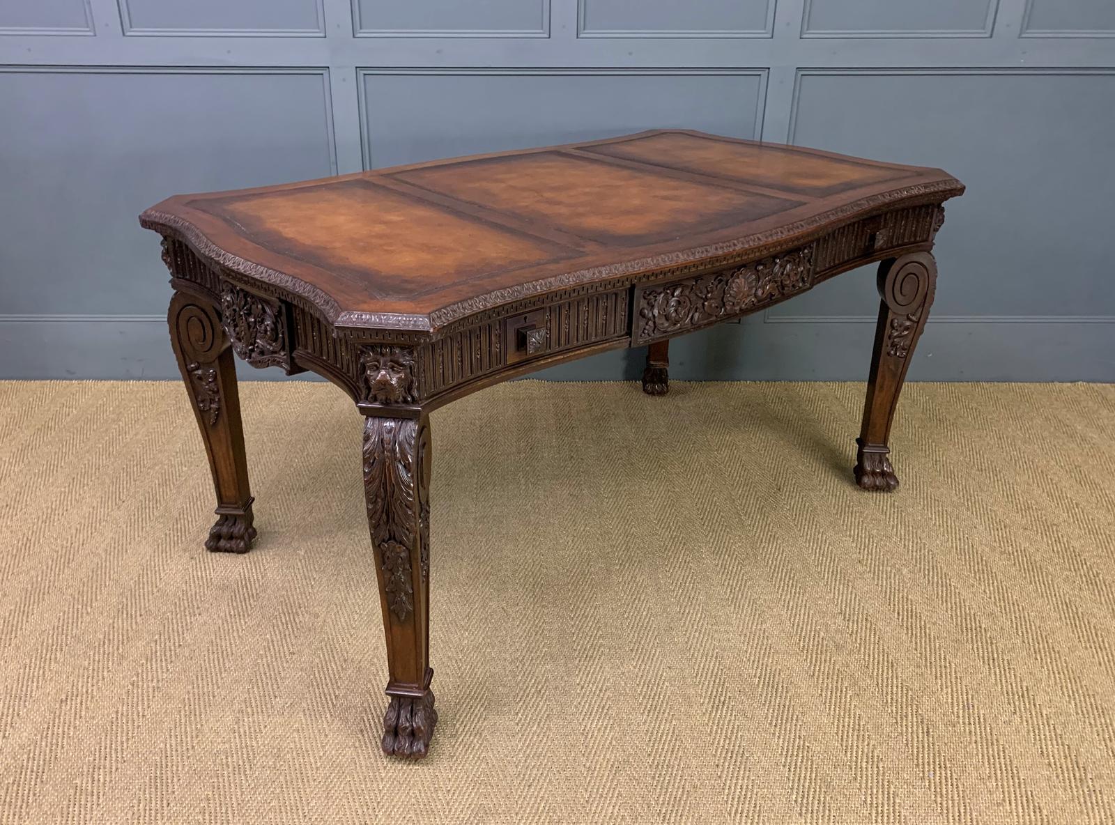 Carved Mahogany Writing Table in the Manner of Thomas Chippendale (1 of 21)