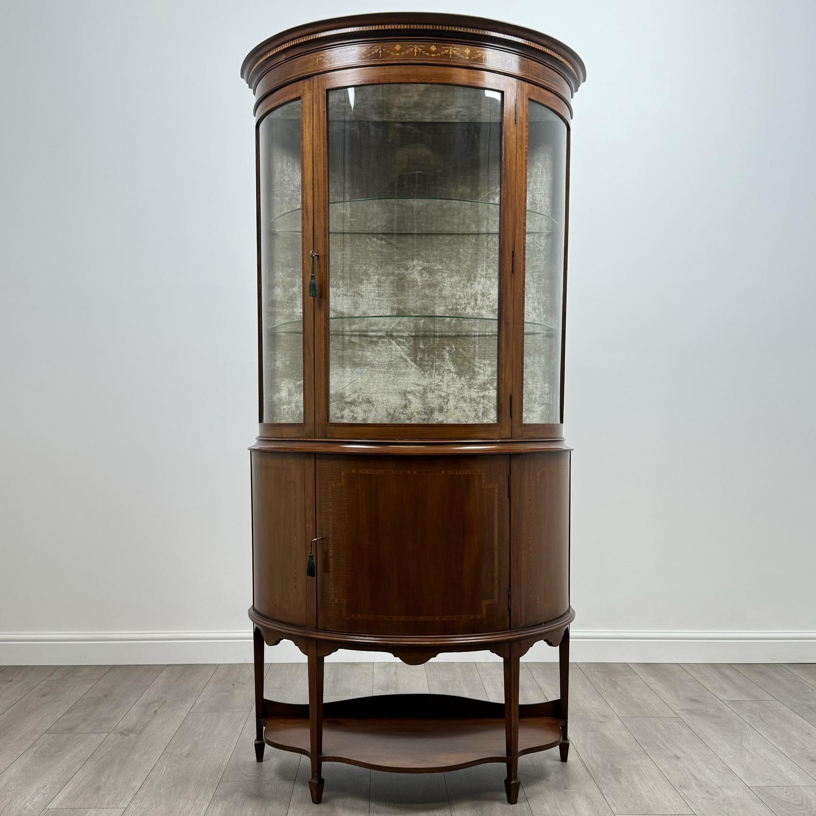 Antique 20th Century Demi Lune Glazed Display Cabinet (1 of 9)