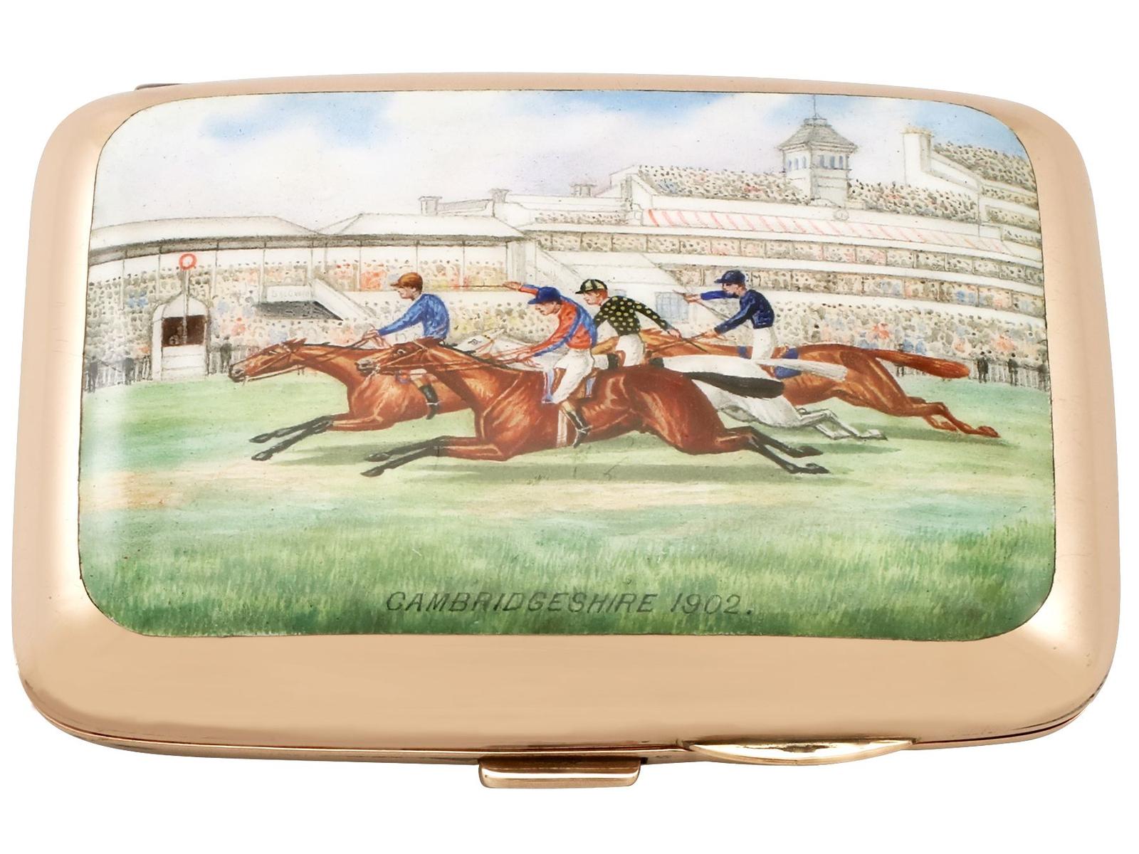 9ct Rose Gold & Enamel Cigarette Case - Antique Edwardian (1 of 15)