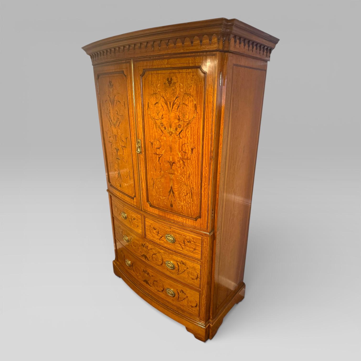 Antique Victorian Satinwood & Marquetry Inlaid Presser Cupboard by S & H Jewell (1 of 12) Antique Victorian Satinwood & Marquetry Inlaid Presser Cupboard by S & H Jewell (1 of 12)