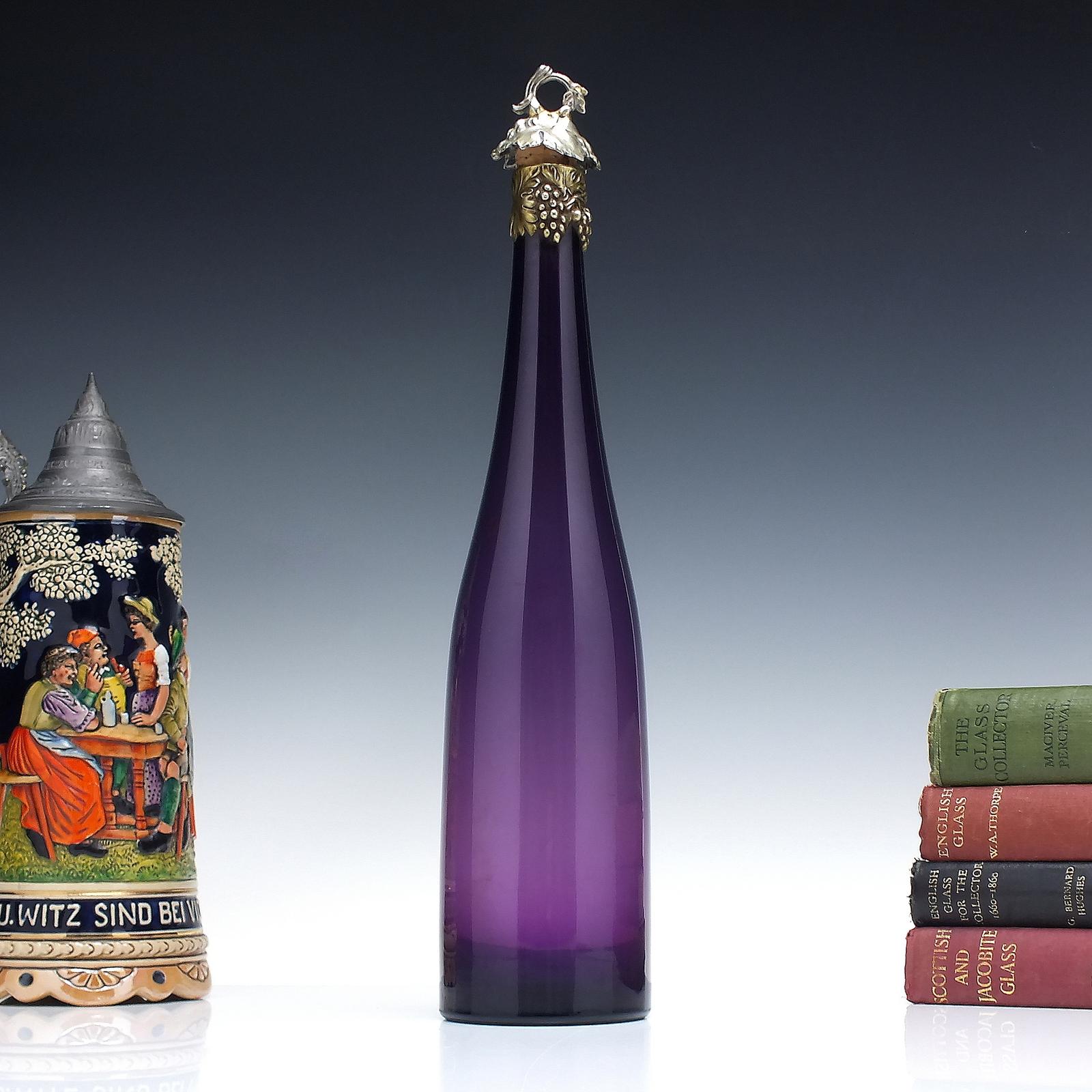 Antique 19th Century Amethyst Glass Serving Bottle or Decanter c.1860 (1 of 4)