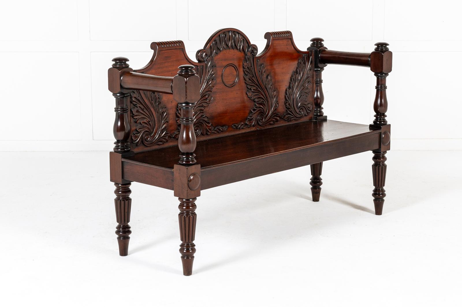 19th Century English Regency Mahogany Hall Bench (1 of 9)