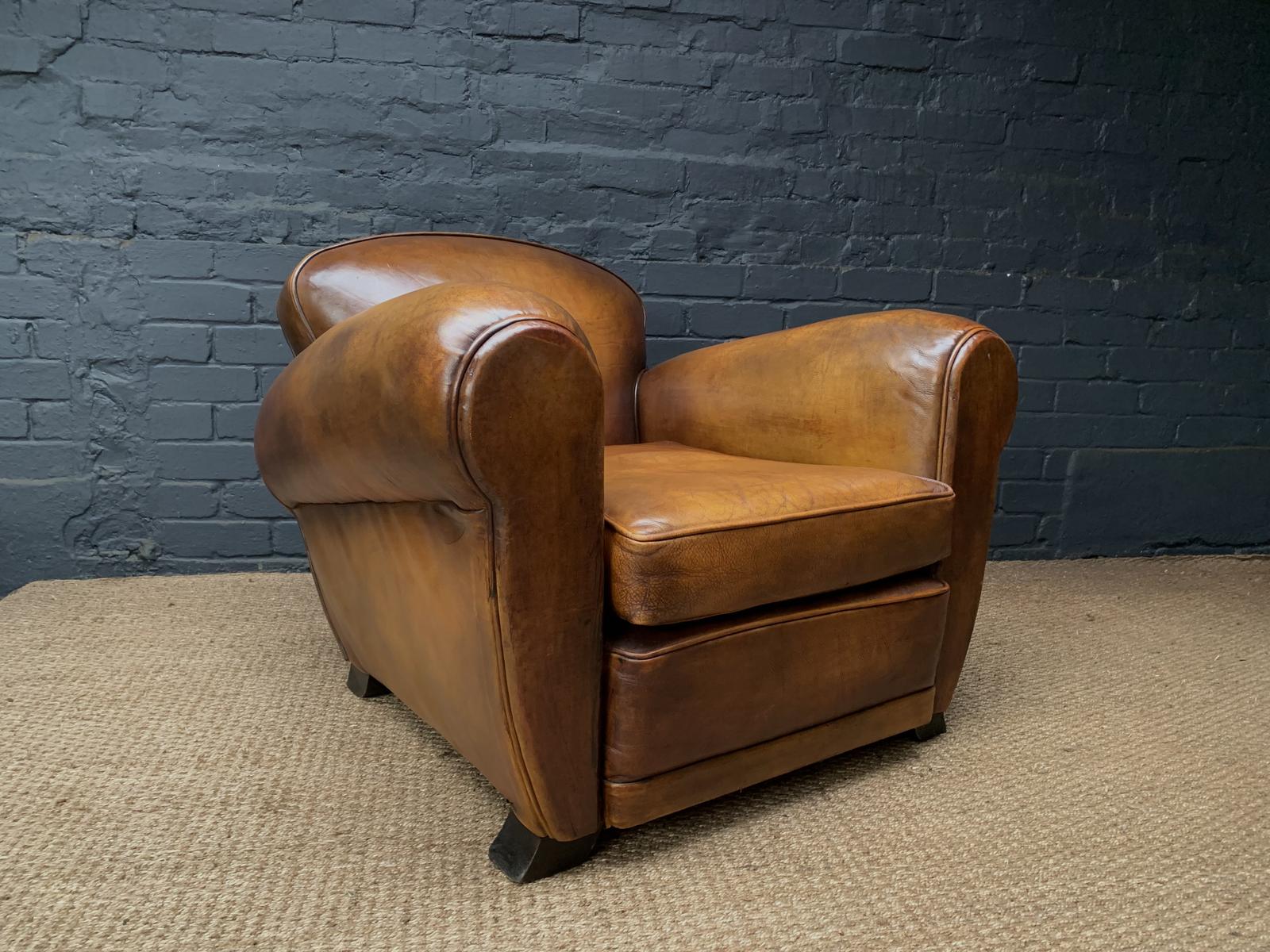 Superb French, Leather Club Chair, Art Deco Model in Caramel c.1930 (1 of 12) Superb French, Leather Club Chair, Art Deco Model in Caramel c.1930 (1 of 12)