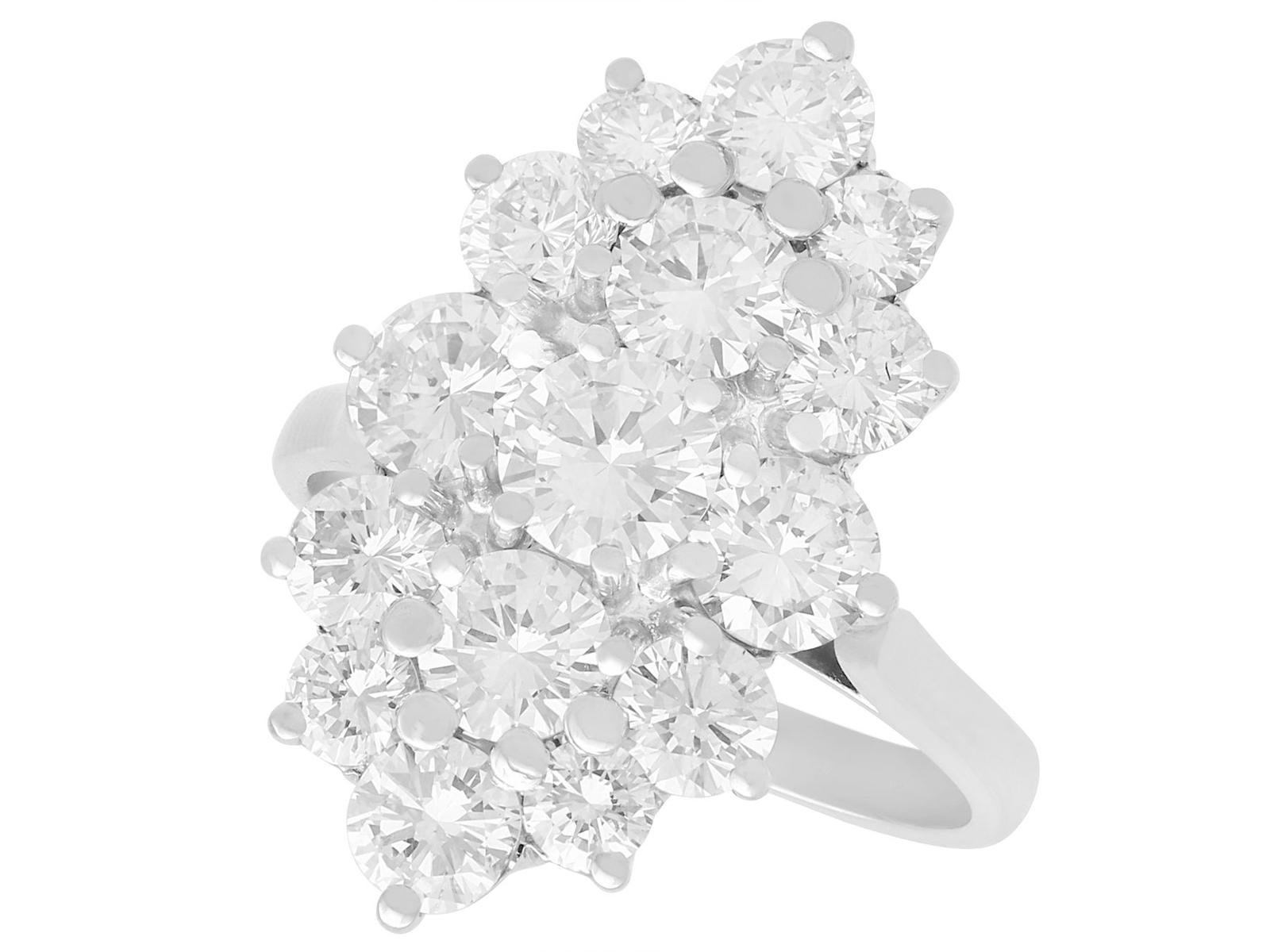 Vintage French 3.96ct Diamond & 18ct White Gold Dress Ring c.1970 (1 of 15)