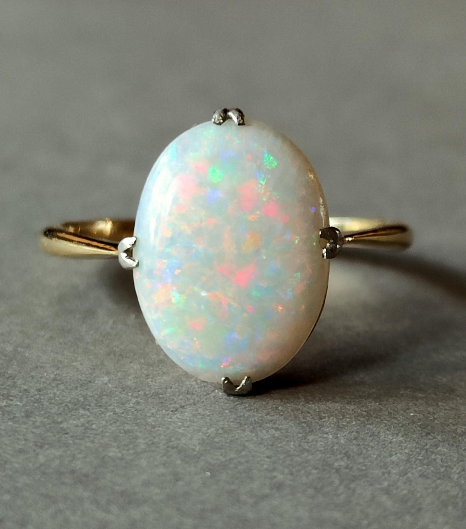 Art Deco 18ct Gold Platinum Fiery Opal Ring (1 of 11) Art Deco 18ct Gold Platinum Fiery Opal Ring (1 of 11)