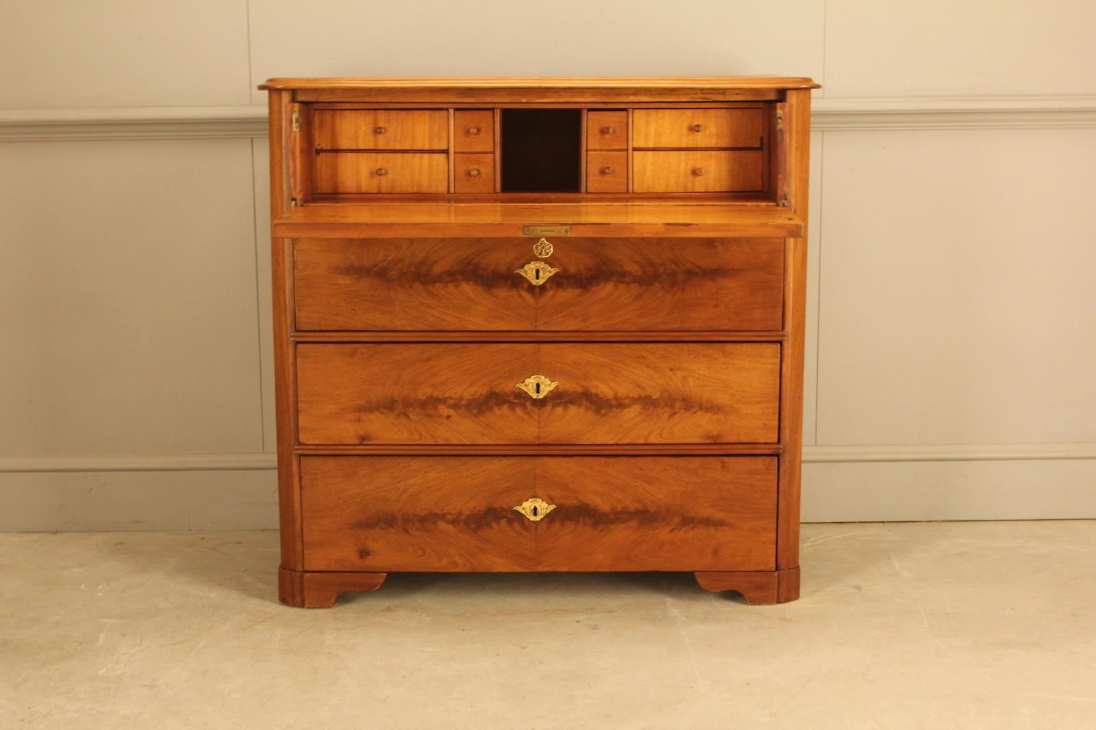19th Century Swedish Curl Mahogany Secretaire Chest (1 of 10) 19th Century Swedish Curl Mahogany Secretaire Chest (1 of 10)