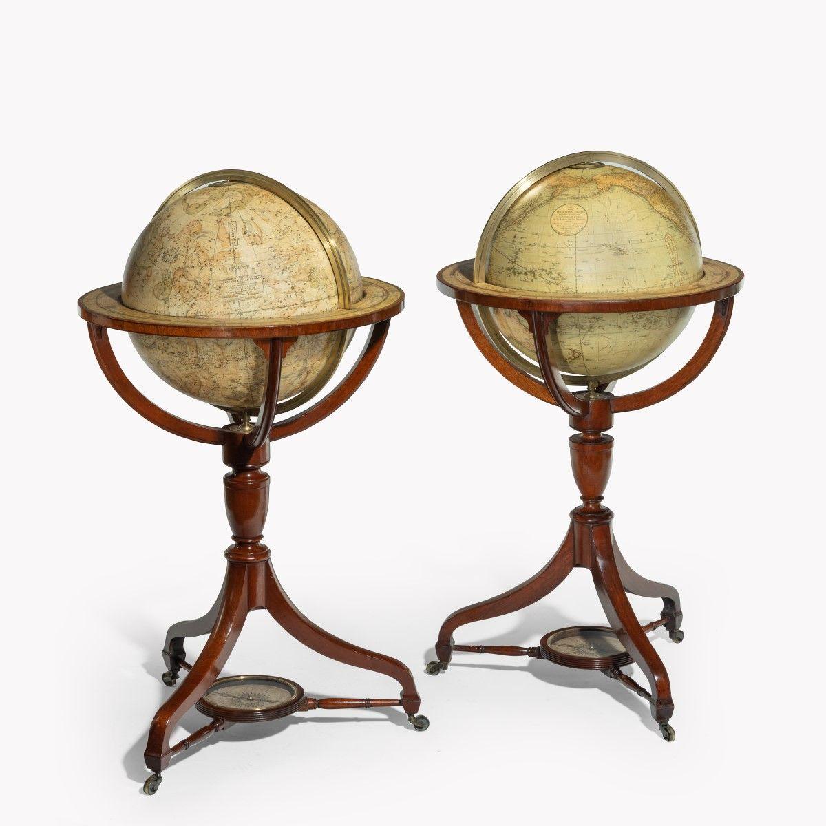 Fine Pair of 15" Floor Globes by J & G Cary - Dated 1820 & 1833 (1 of 5)