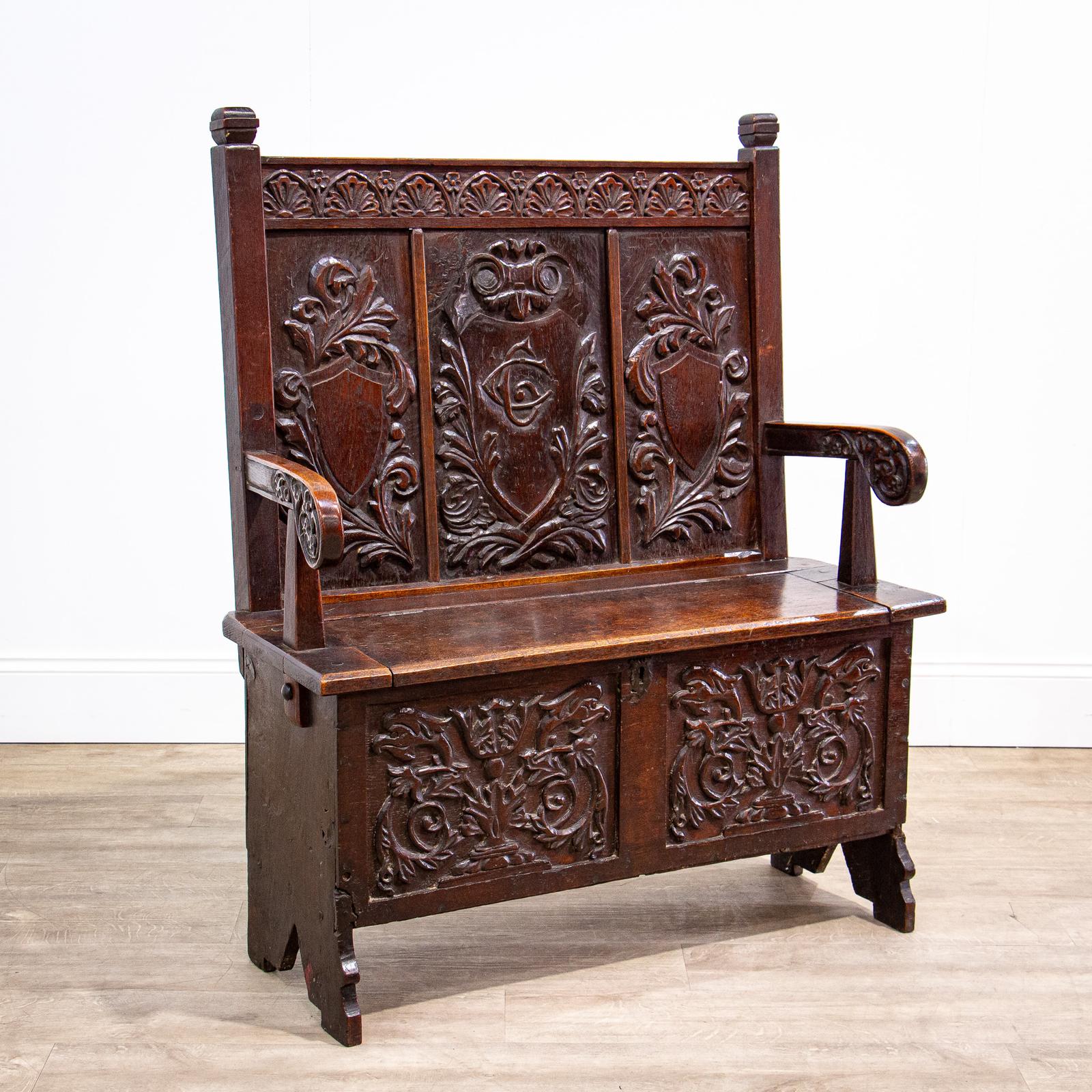 Victorian Carved Oak Settle from House in Battle, Sussex (1 of 13) Victorian Carved Oak Settle from House in Battle, Sussex (1 of 13)