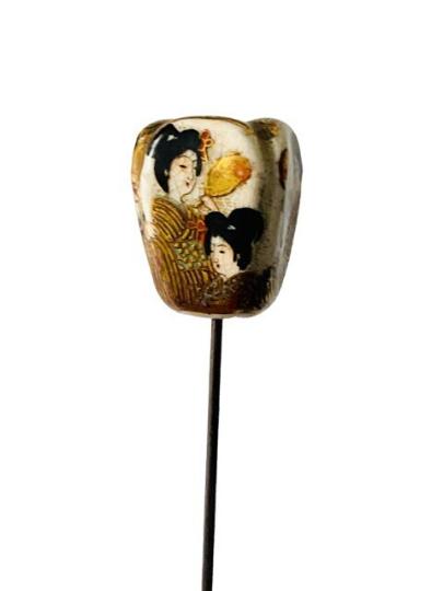 Antique Meiji Period Geisha Ladies Satsuma Hat Pin c.1870 (1 of 8) Antique Meiji Period Geisha Ladies Satsuma Hat Pin c.1870 (1 of 8)