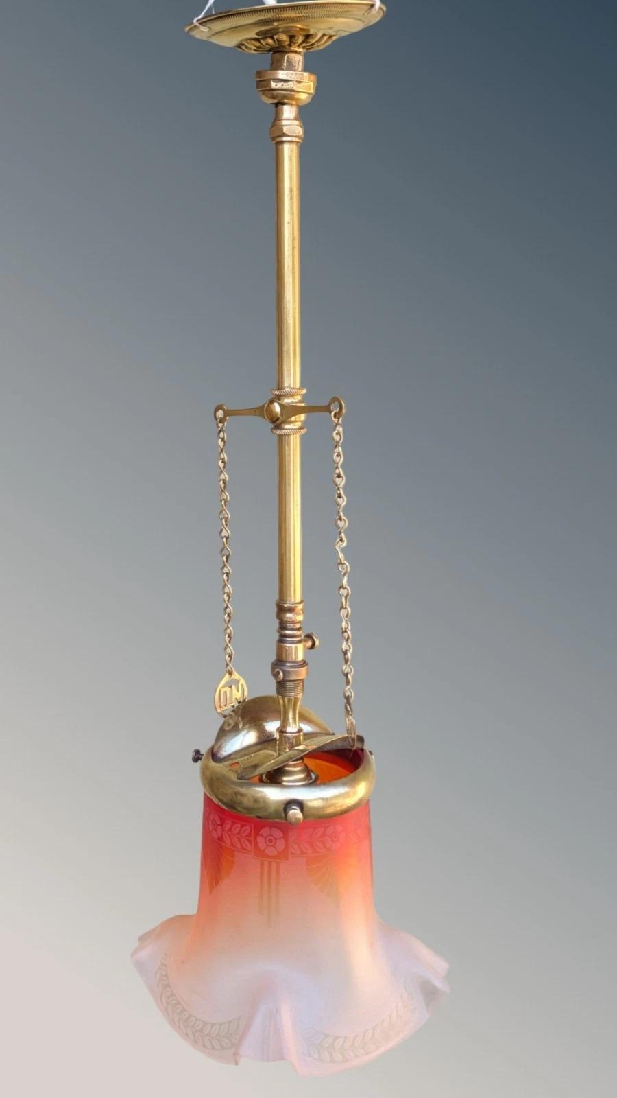 Pretty Brass and Etched Glass Light (1 of 5)