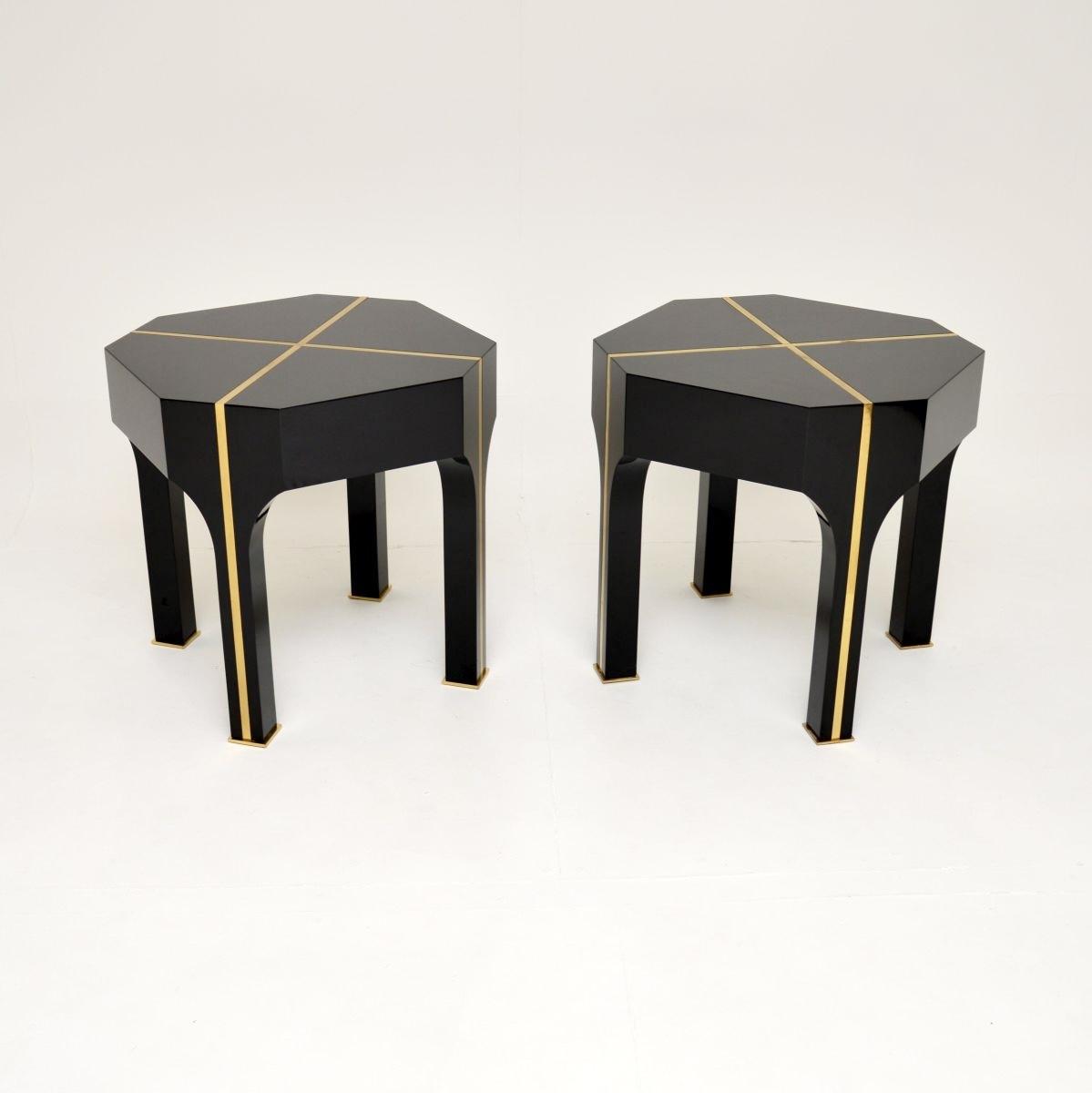 Pair of Vintage Italian Brass Inlaid Side Tables (1 of 11)