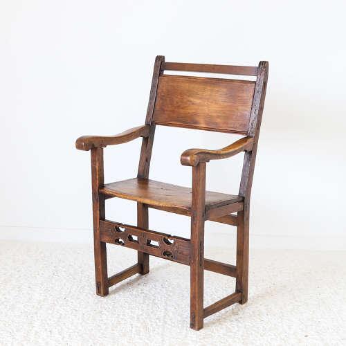 Spanish Chair - Elm & Fruitwood - Hand Carved Details c.1850 (1 of 11)