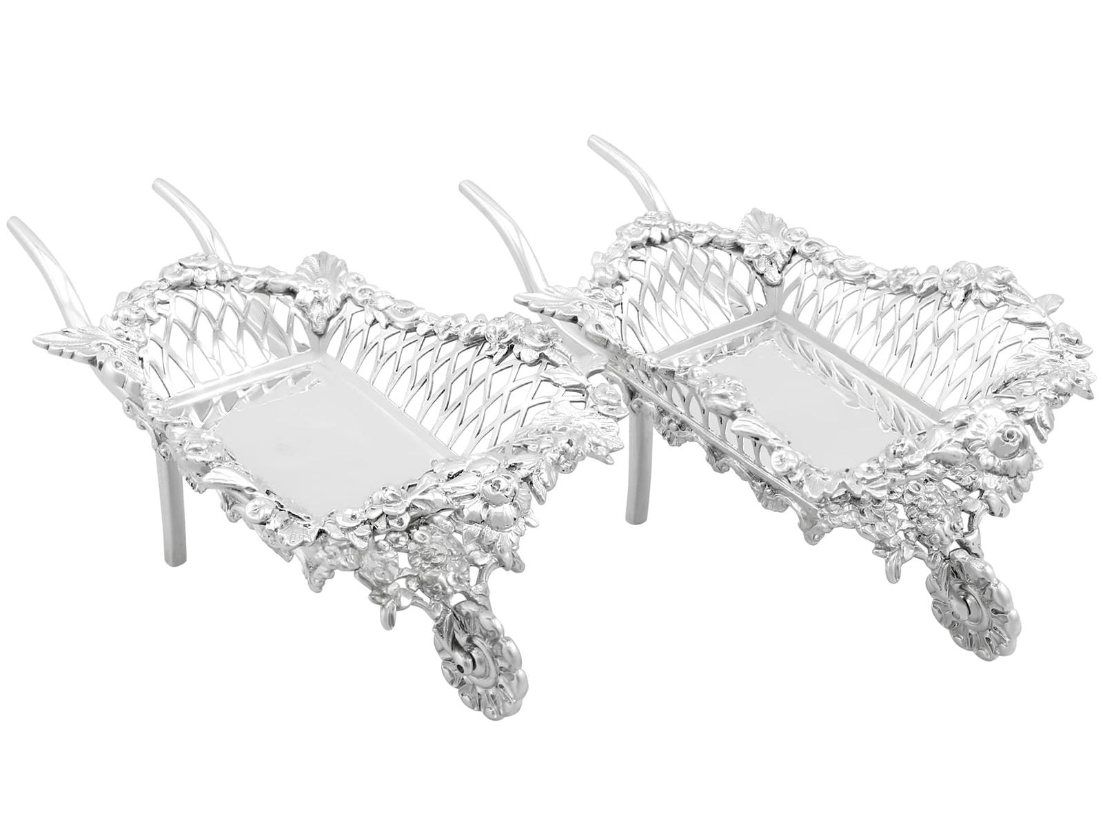 Antique Edwardian Sterling Silver Wheelbarrow Bon Bon Dishes (1 of 10)