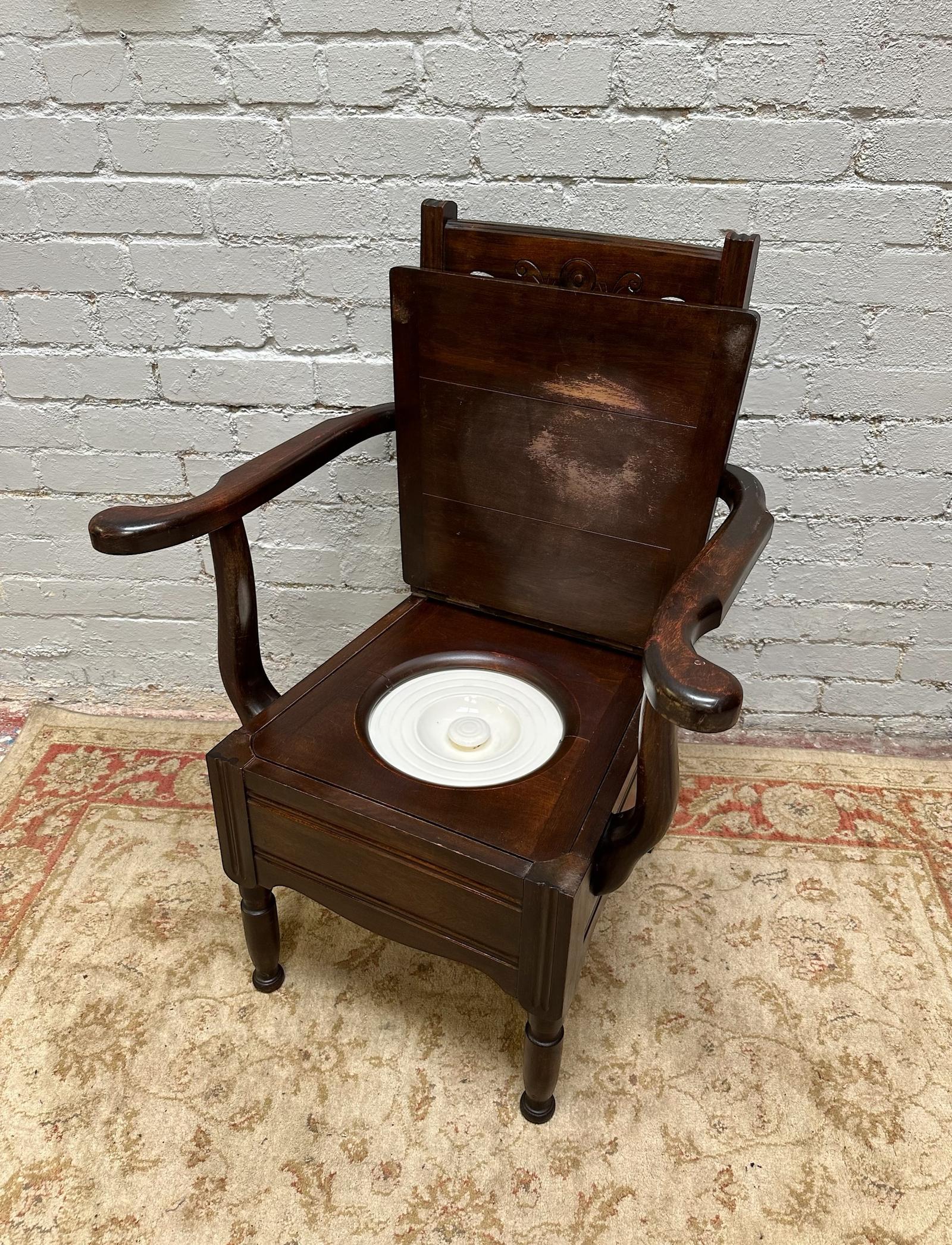 Antique Victorian Children Commode Chair / Solid Oak c.1840 (1 of 9)