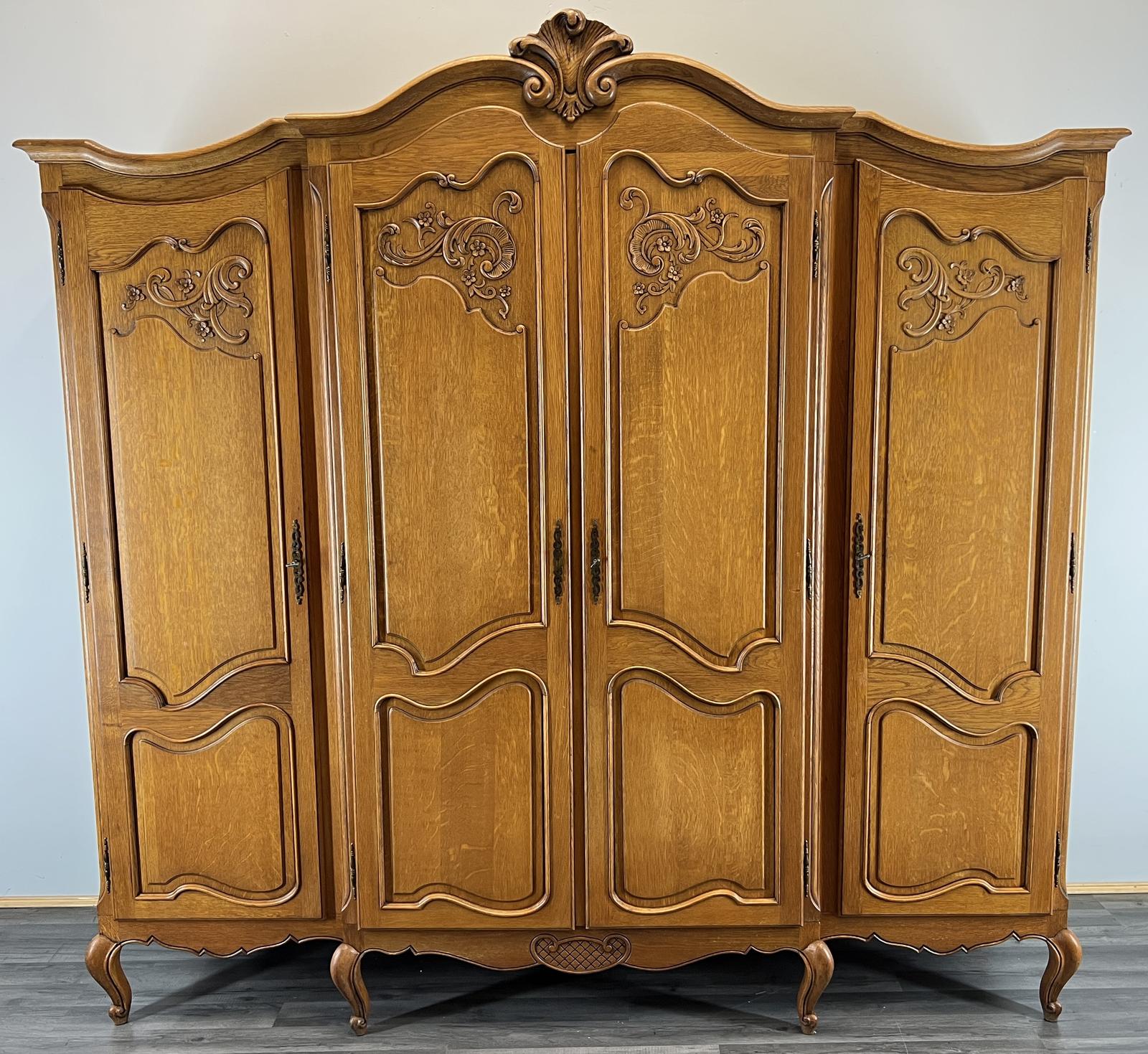 Wardrobe Vintage French Louis XVI Oak Armoire with Carved (1 of 11)