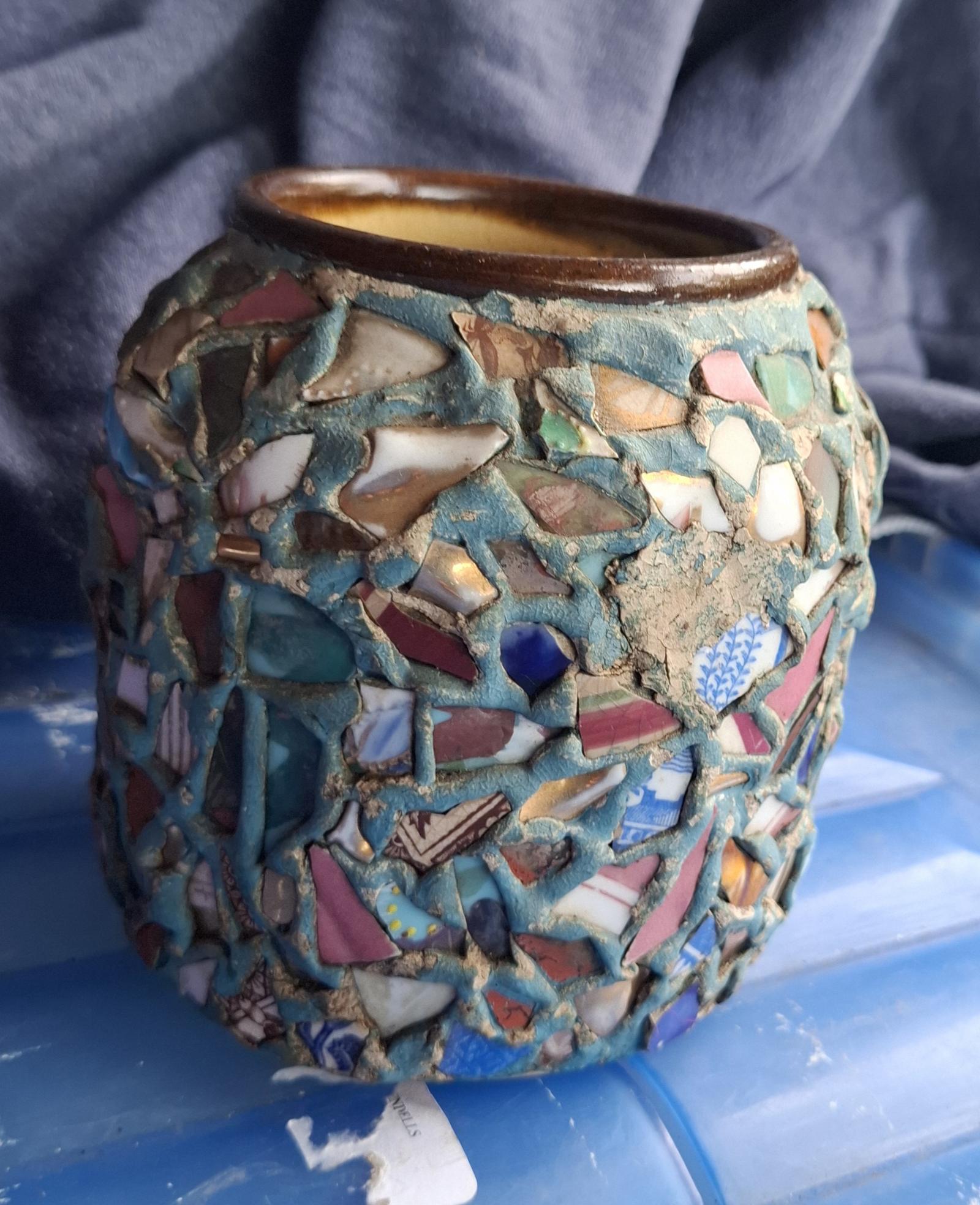 Superb Victorian China Mosaic Vase c.1890 (1 of 4)