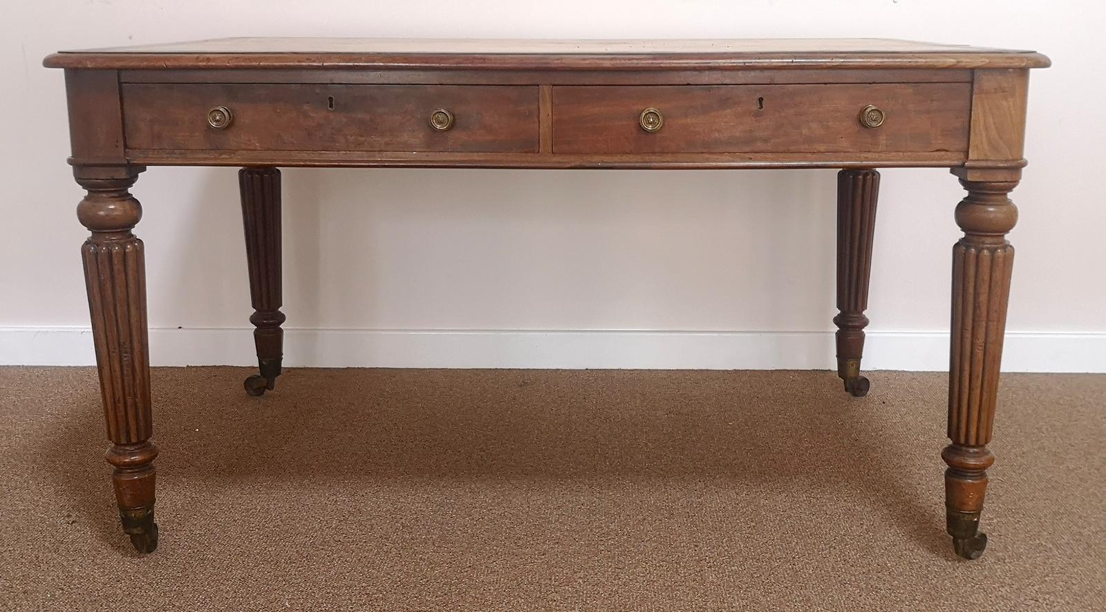 19th Century Mahogany Four Drawer Library Table in the Manner of Gillows (1 of 13)
