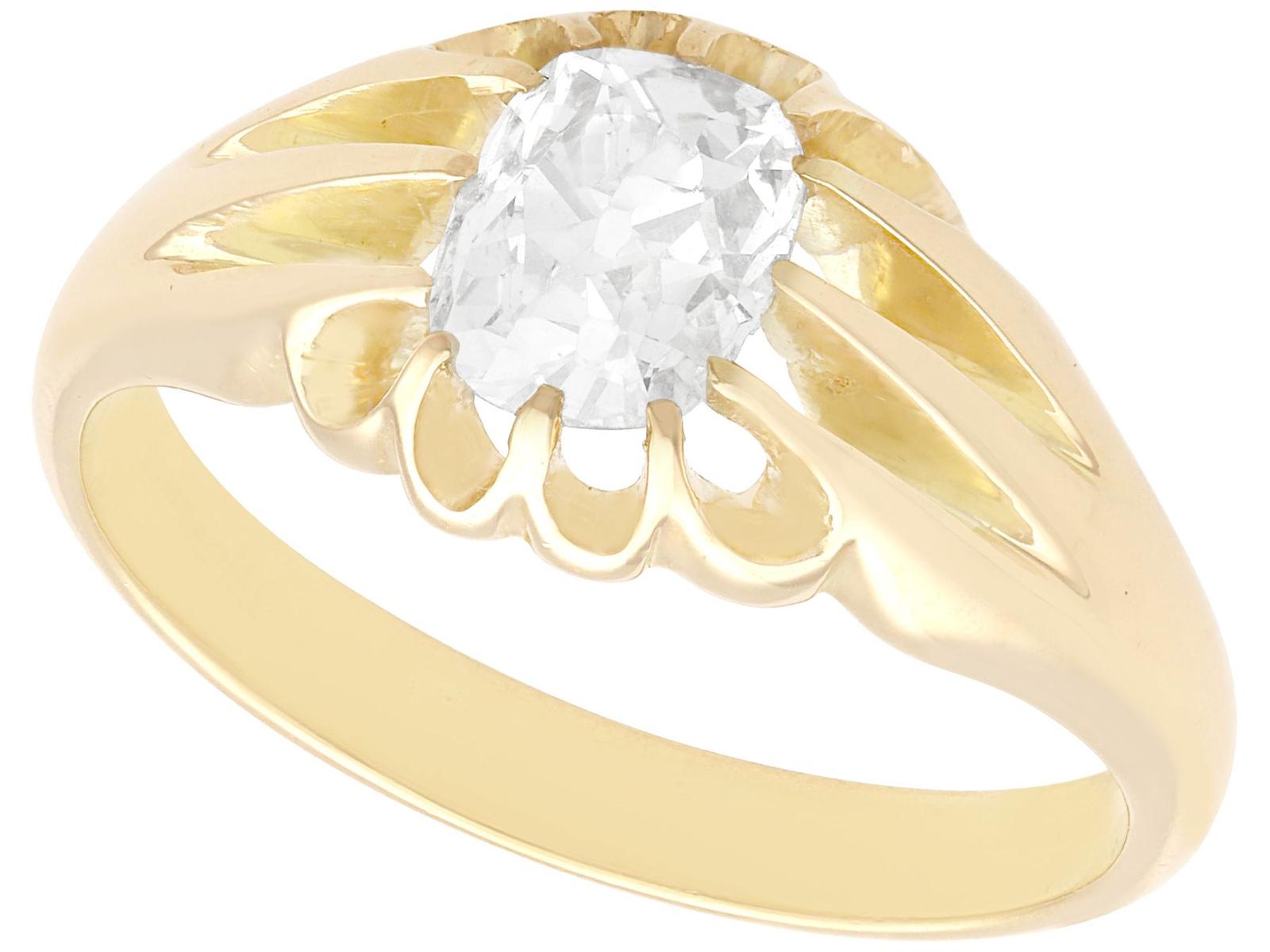 1.13ct Diamond & 18ct Yellow Gold Signet Ring - Antique c.1870 (1 of 9) 1.13ct Diamond & 18ct Yellow Gold Signet Ring - Antique c.1870 (1 of 9)