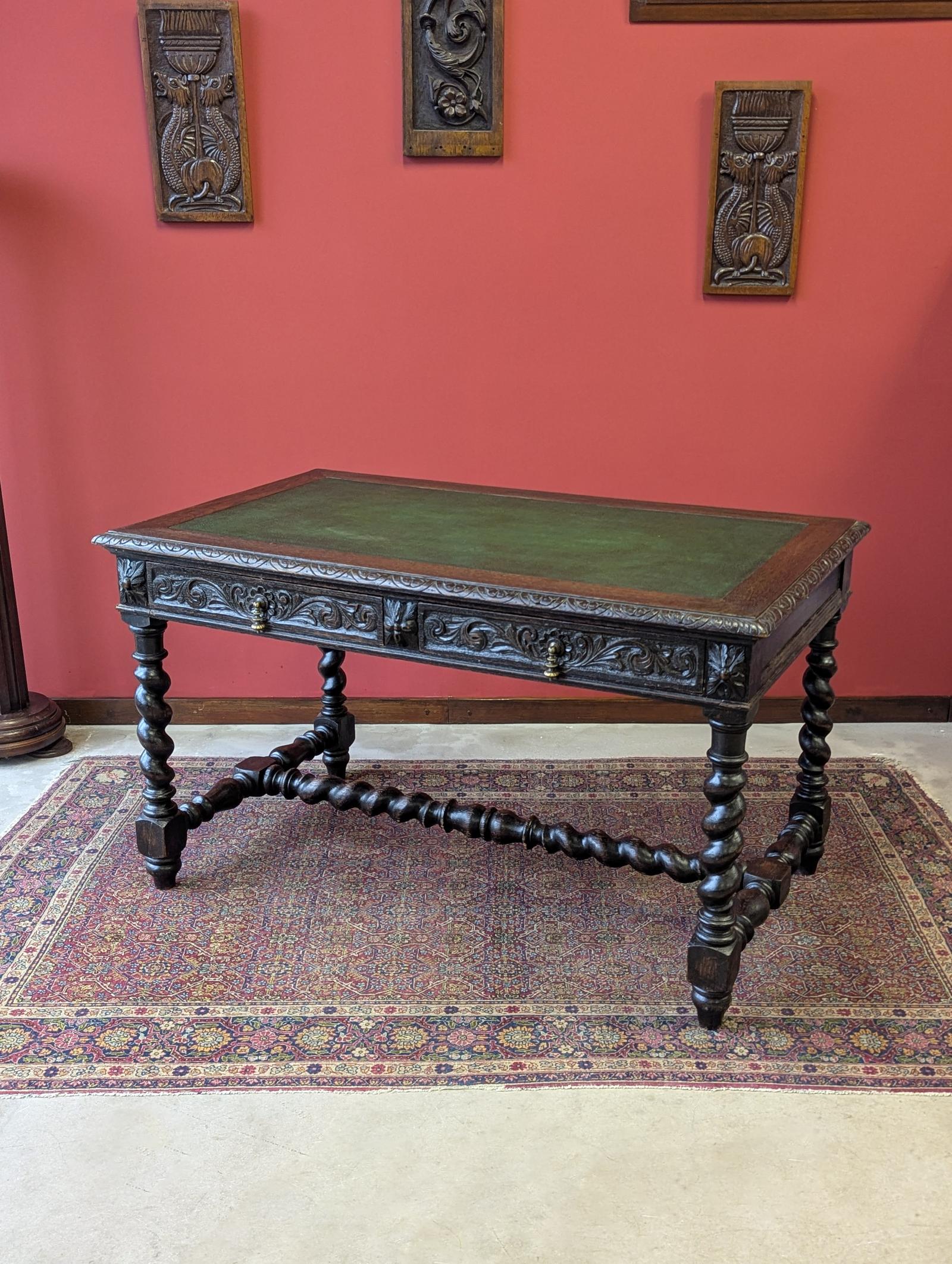 Victorian Carved Oak Library Table Writing Desk by Heals (1 of 10) Victorian Carved Oak Library Table Writing Desk by Heals (1 of 10)