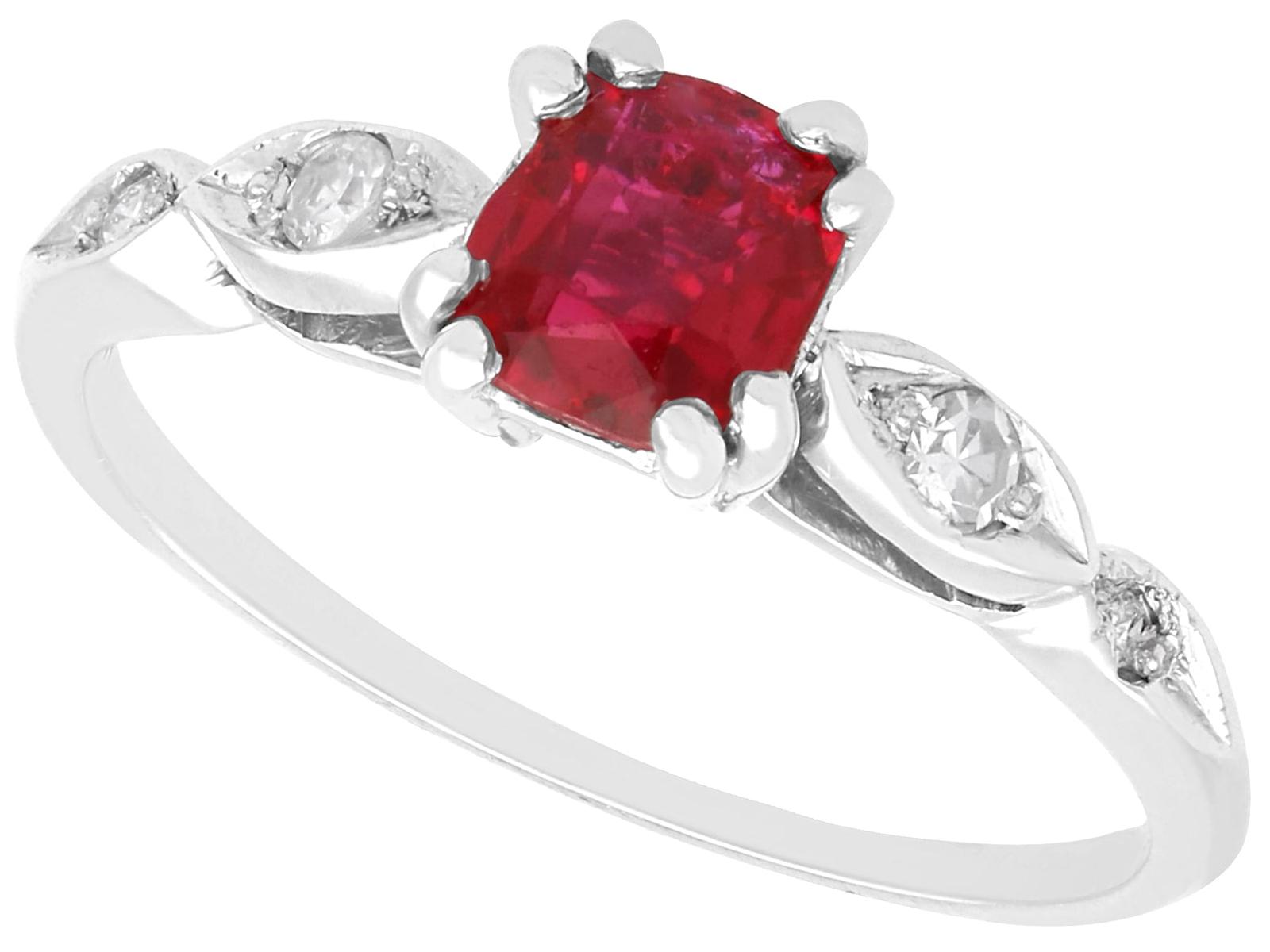 Antique 0.70ct Burmese Ruby and Diamond, Platinum Ring Circa 1915 (1 of 12)