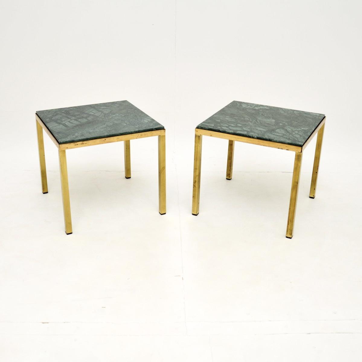 Pair of Vintage French Brass Marble Top Side Tables (1 of 7)