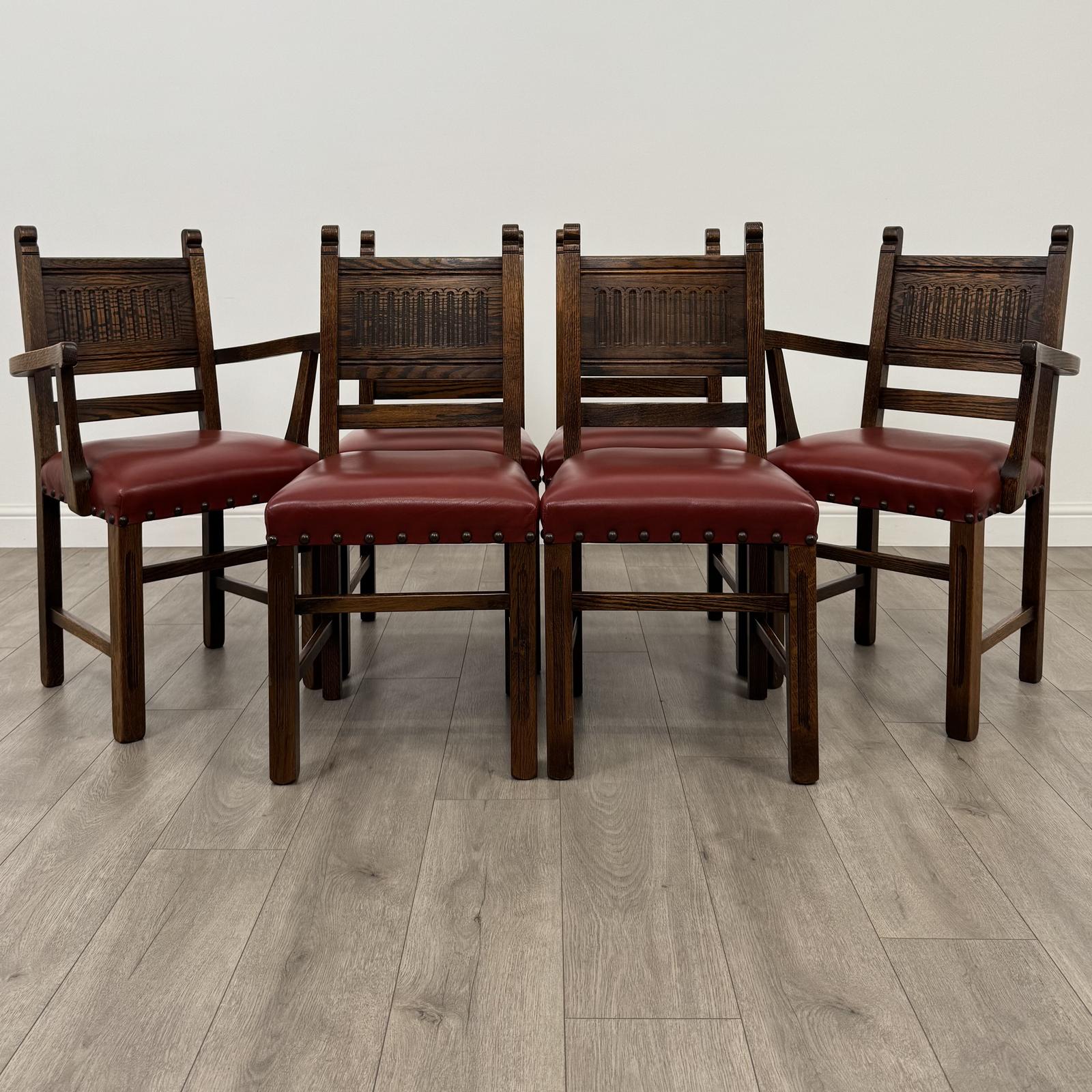 Antique 20th Century Set of 6 Quality Dining Chairs in Oak (1 of 10)