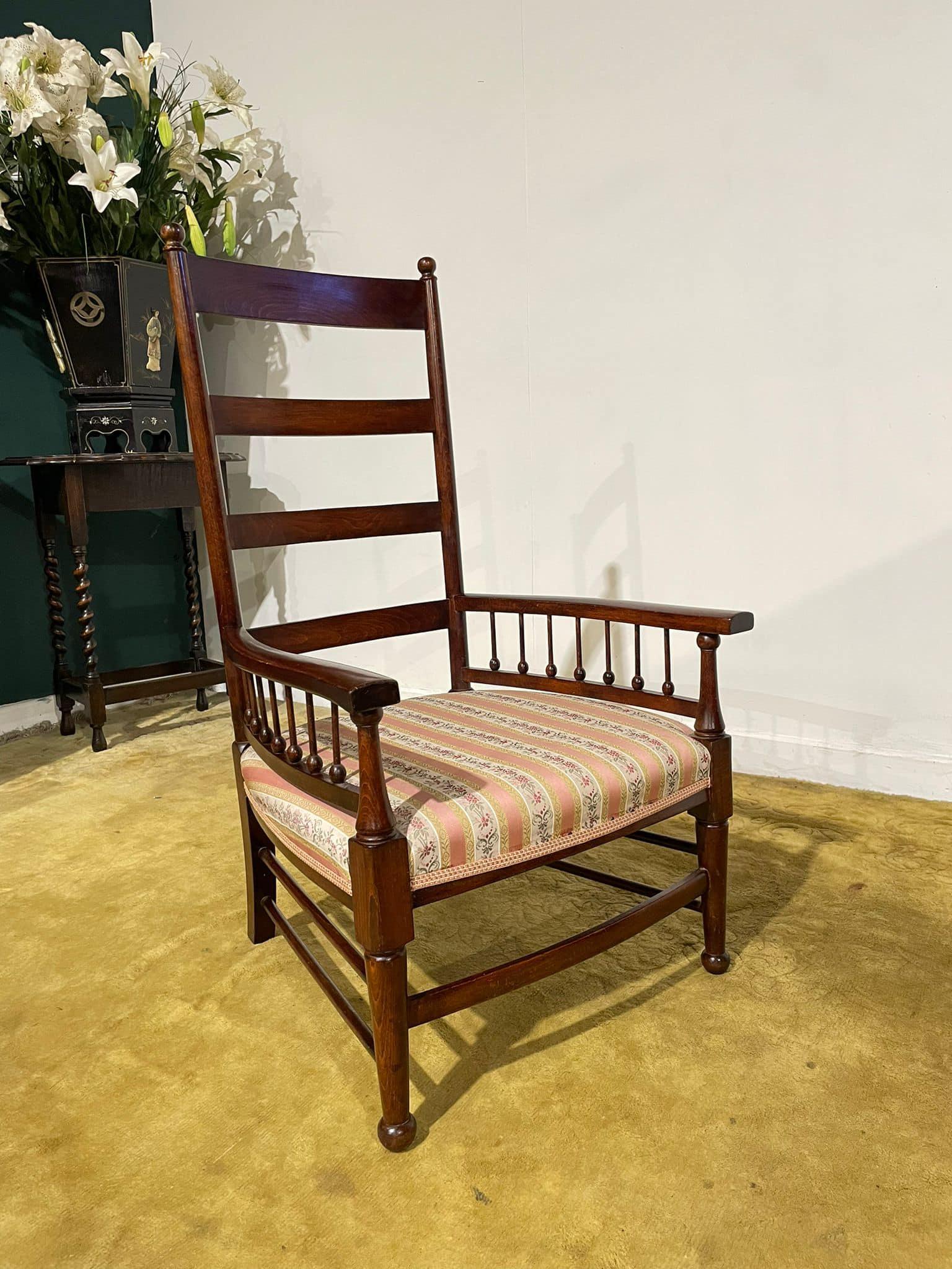 Arts & Crafts Beech Ladder Back Nursing Chair (1 of 10)