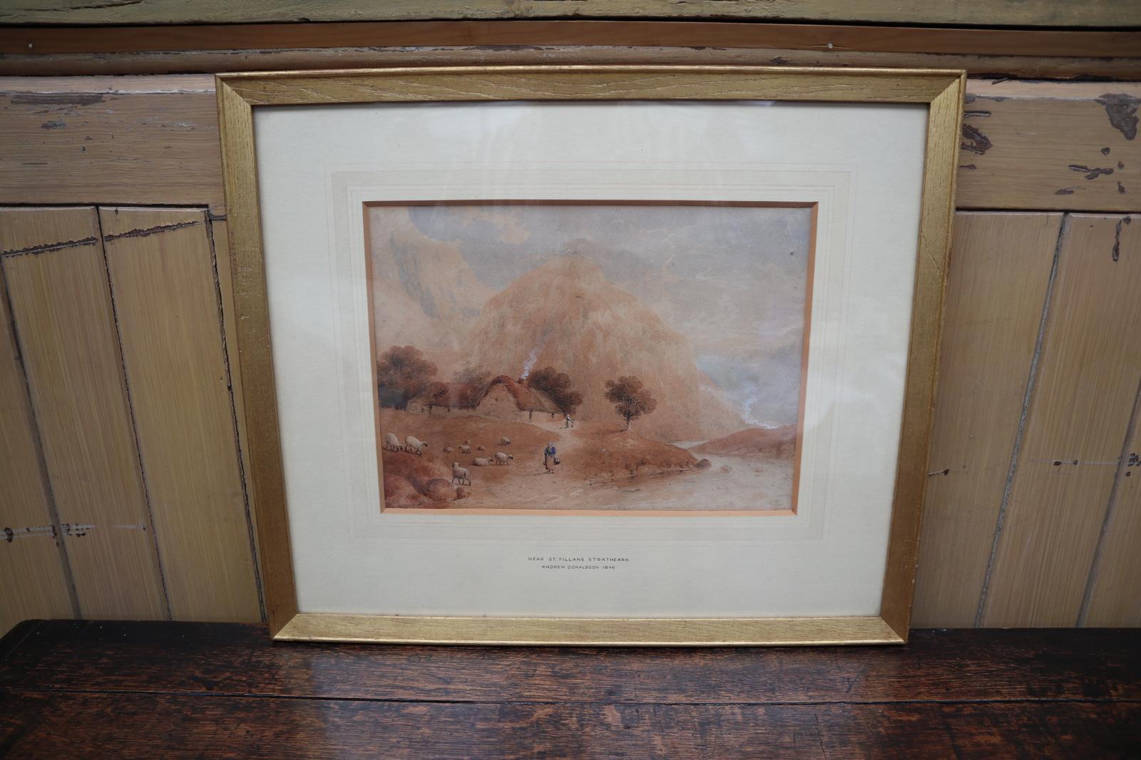 Andrew Donaldson (1790-1846), Framed Landscape Watercolour, 'near St Fillans, Strathearn' 1846 (1 of 10)
