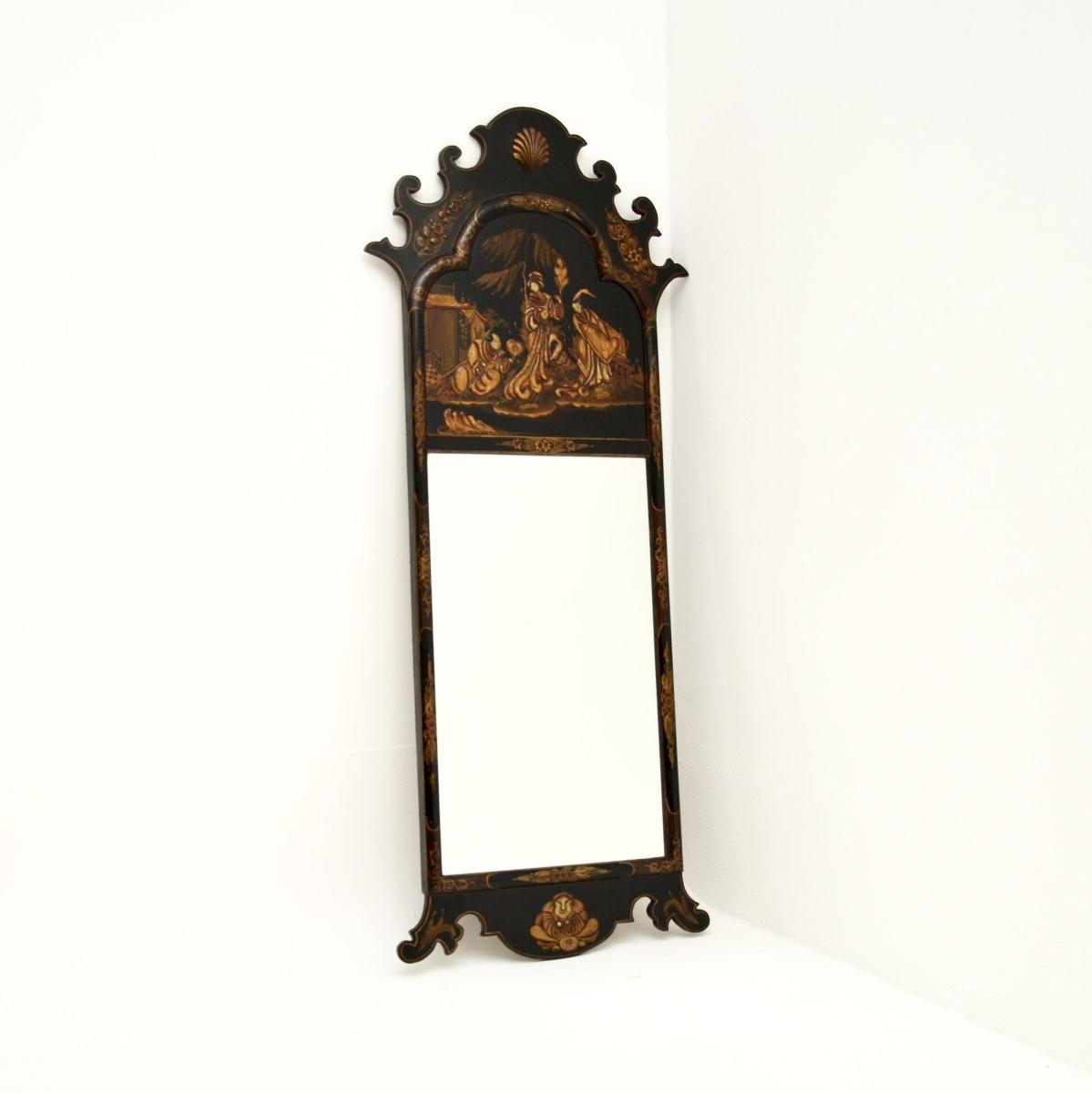 Antique Georgian Period Lacquered Chinoiserie Mirror (1 of 8)