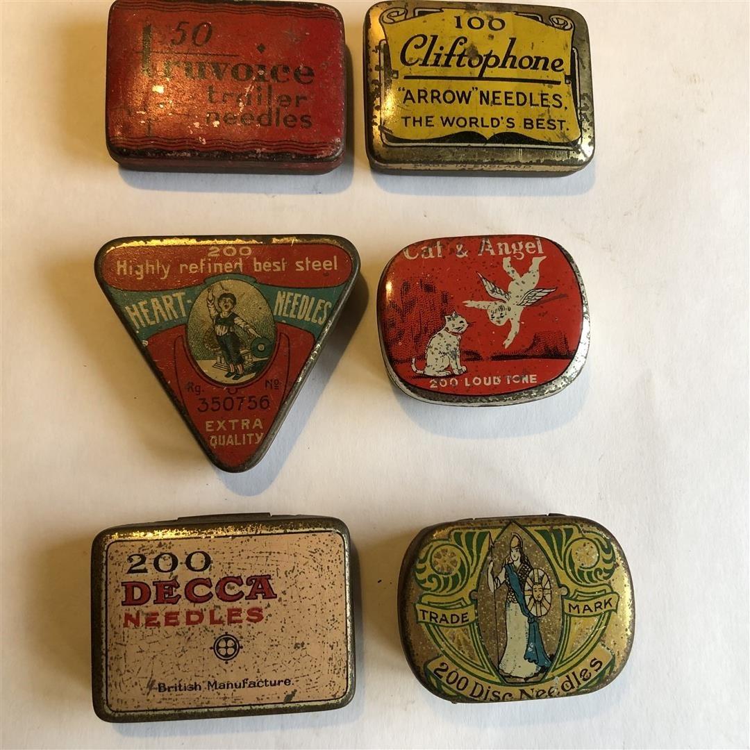 Six Antique Gramophone Needle Tins 1920s (1 of 7)