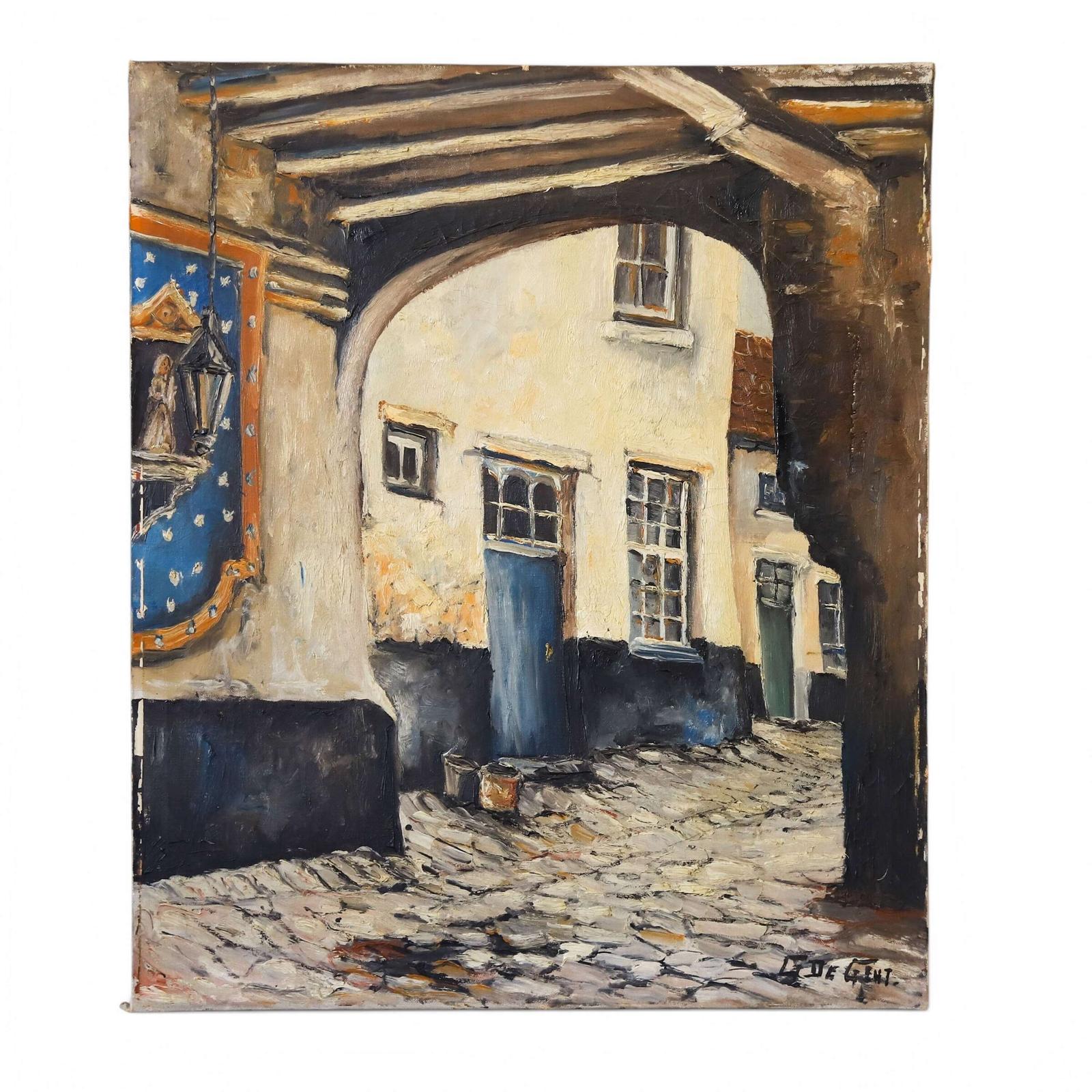 Oil on Canvas - Flemish Street Scene by Léon De Smet (1 of 10) Oil on Canvas - Flemish Street Scene by Léon De Smet (1 of 10)