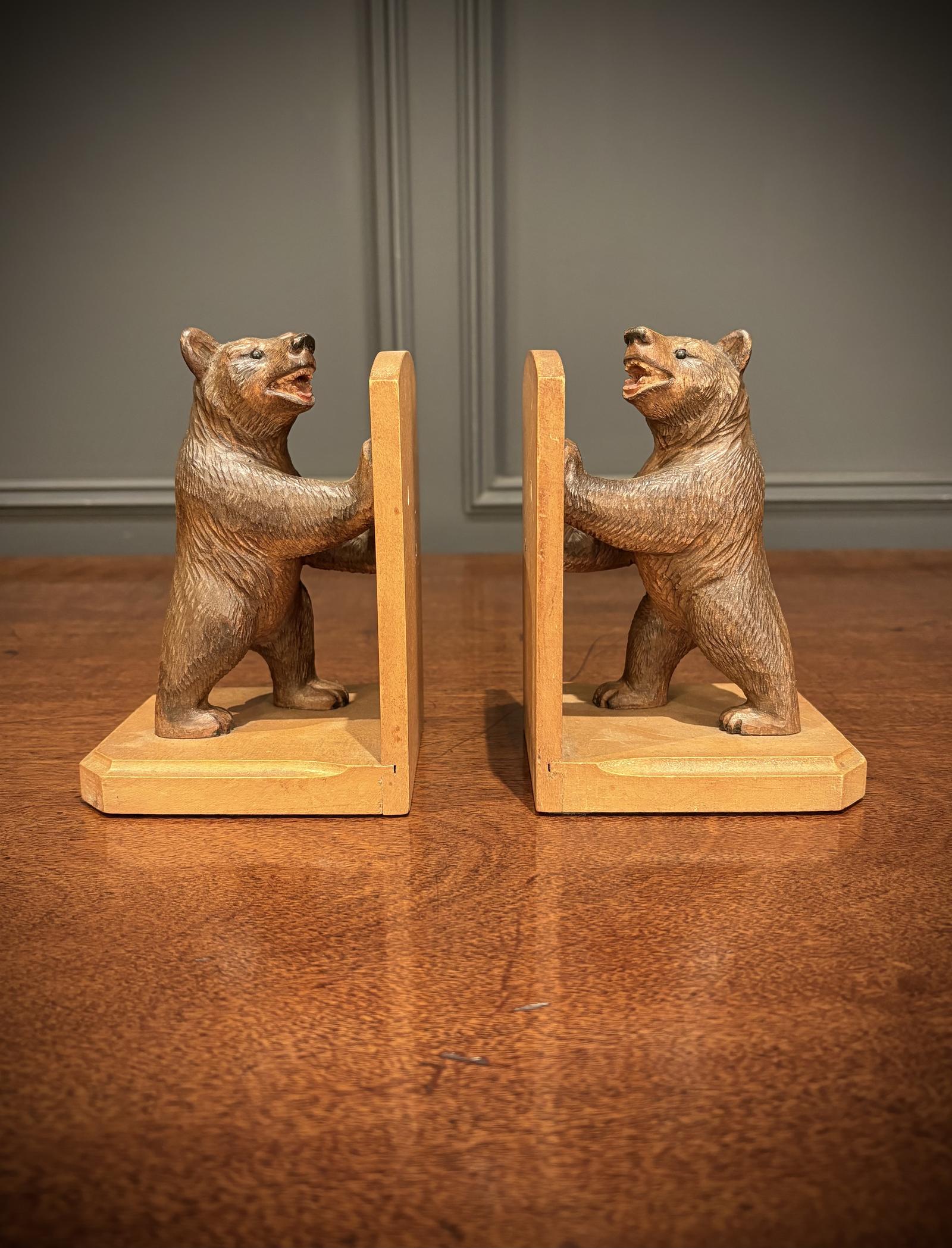 Pair of Carved Black Forest Bear Bookends (1 of 9) Pair of Carved Black Forest Bear Bookends (1 of 9)