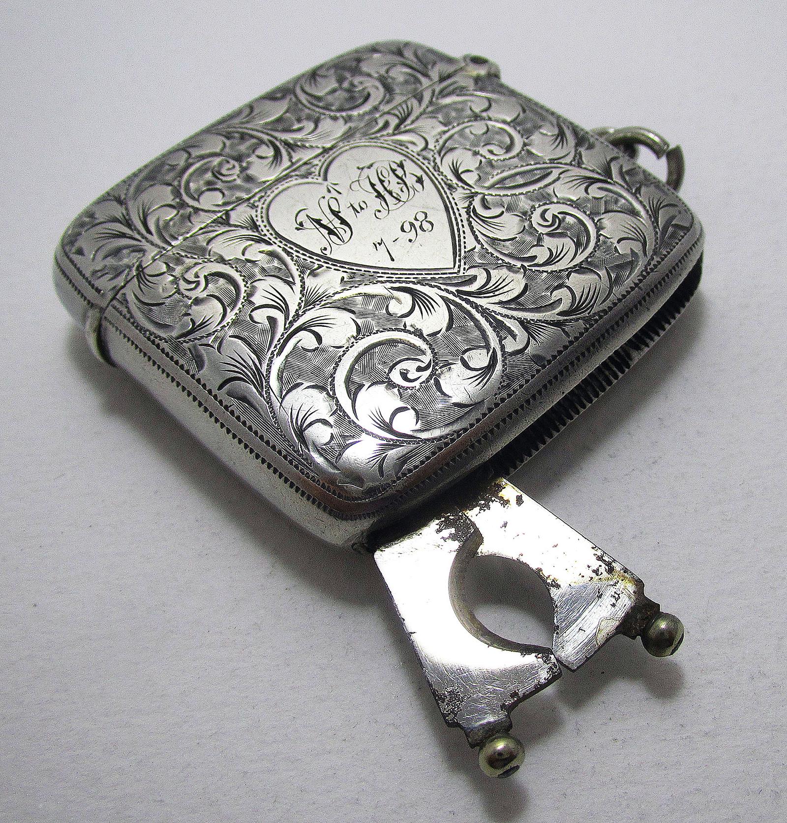 Rare Antique Victorian Sterling Silver Vesta Case Match Box & Cigar Cutter. Hilliard & Thomason (1 of 10) Rare Antique Victorian Sterling Silver Vesta Case Match Box & Cigar Cutter. Hilliard & Thomason (1 of 10)