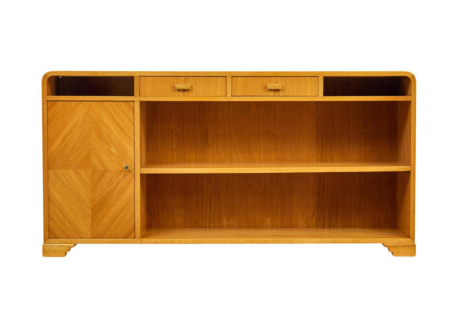 Mid Century Scandinavian Elm Low Open Bookcase Sideboard (1 of 8) Mid Century Scandinavian Elm Low Open Bookcase Sideboard (1 of 8)