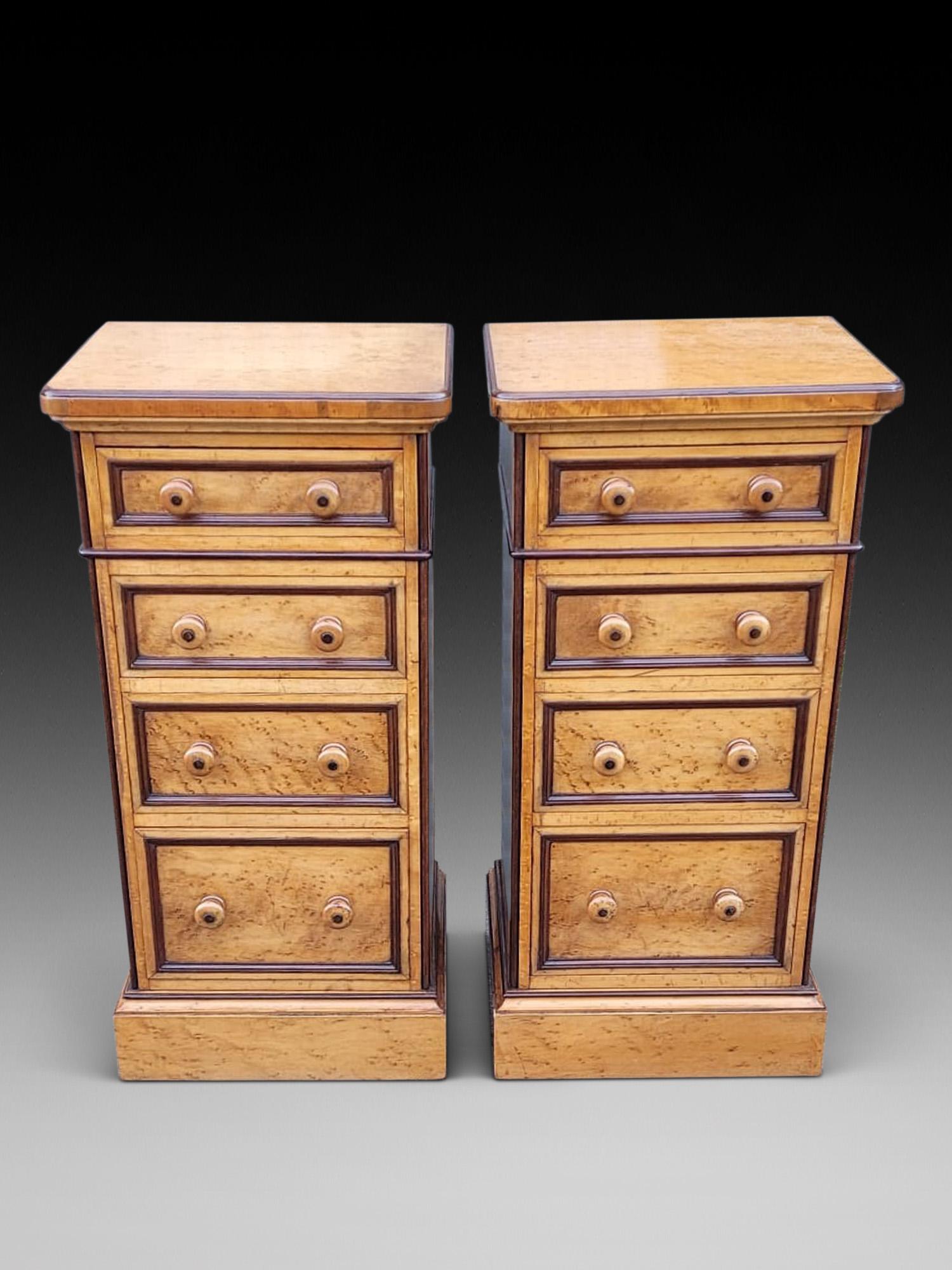 Pair of Birds Eye Maple Vaneered Bedsides (1 of 5)