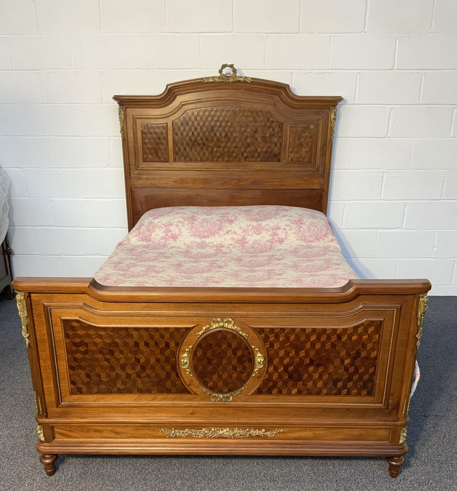 French Mahogany King Size Bed with Brass Detailing (1 of 14)