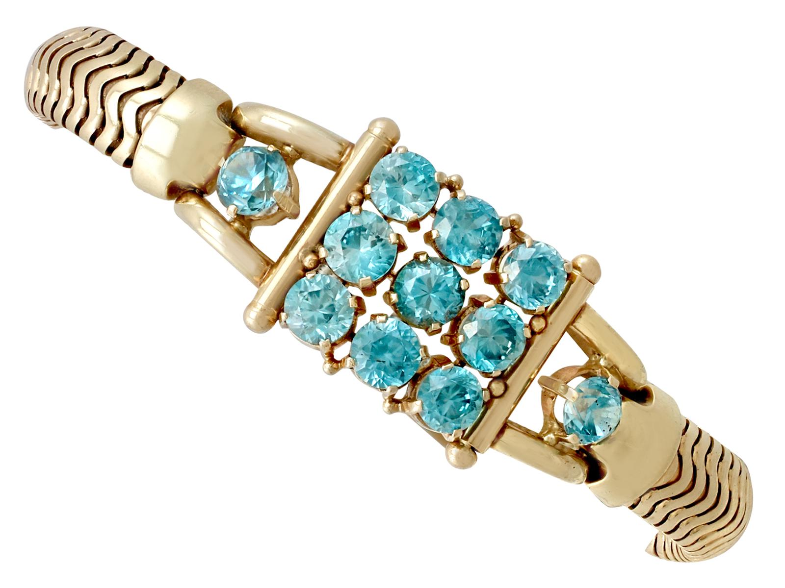 12.59ct High Zircon & 14ct Yellow Gold Bracelet - Art Deco Style - Vintage c.1945 (1 of 9) 12.59ct High Zircon & 14ct Yellow Gold Bracelet - Art Deco Style - Vintage c.1945 (1 of 9)