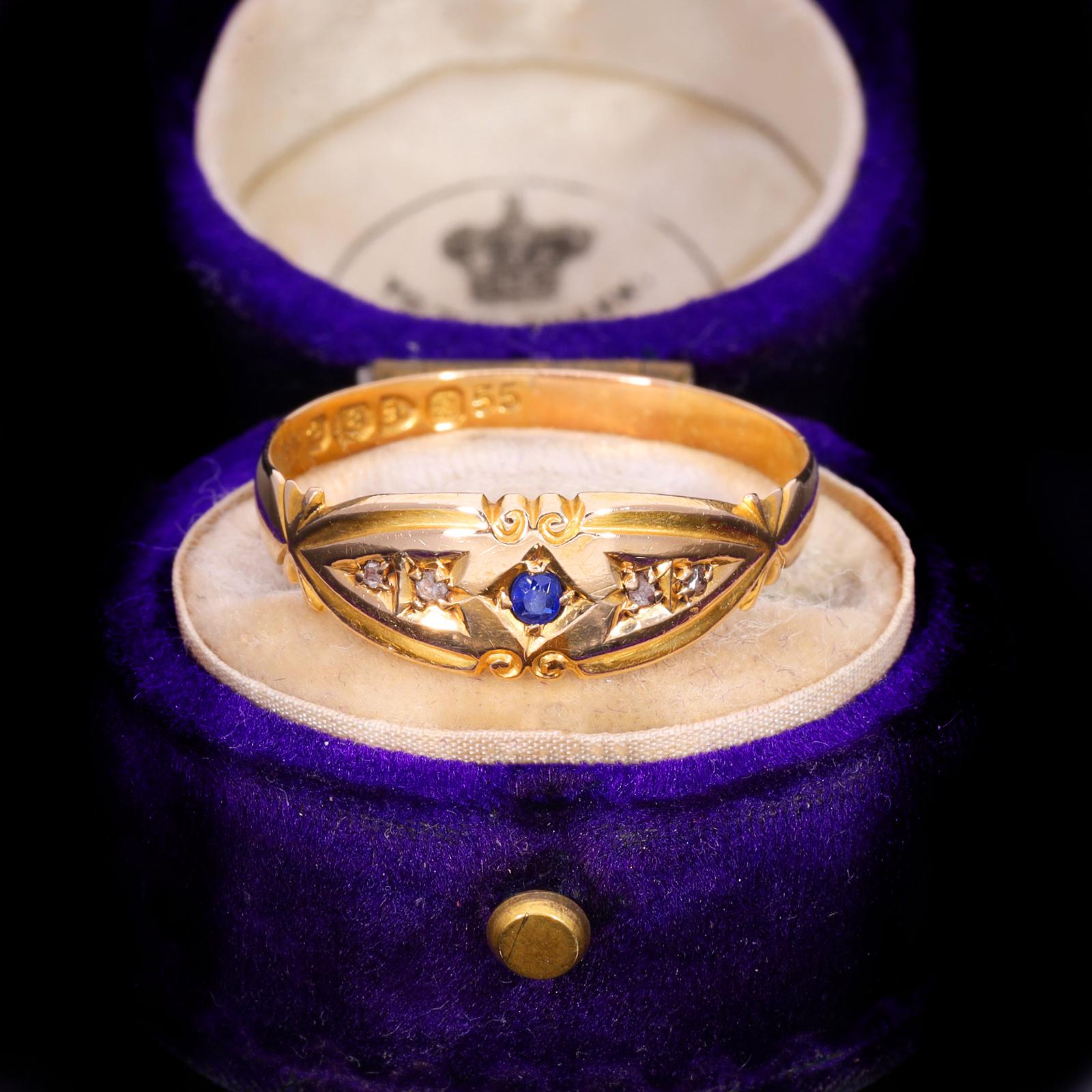 The Antique Edwardian 1902 Sapphire And Diamond Five Stone Ring (1 of 8) The Antique Edwardian 1902 Sapphire And Diamond Five Stone Ring (1 of 8)