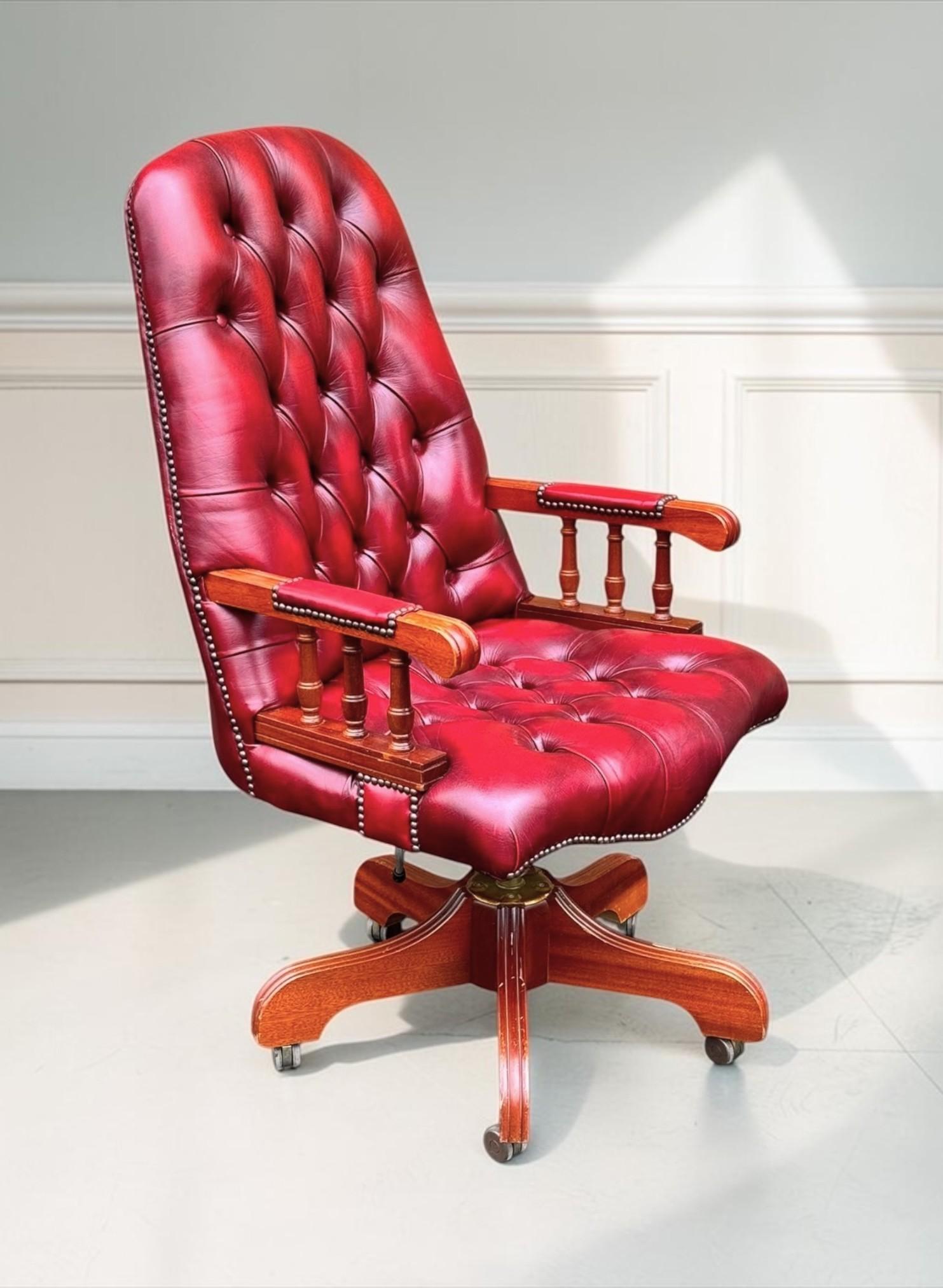 Red Leather Chesterfield Office Chair - Directors Chair (1 of 18) Red Leather Chesterfield Office Chair - Directors Chair (1 of 18)